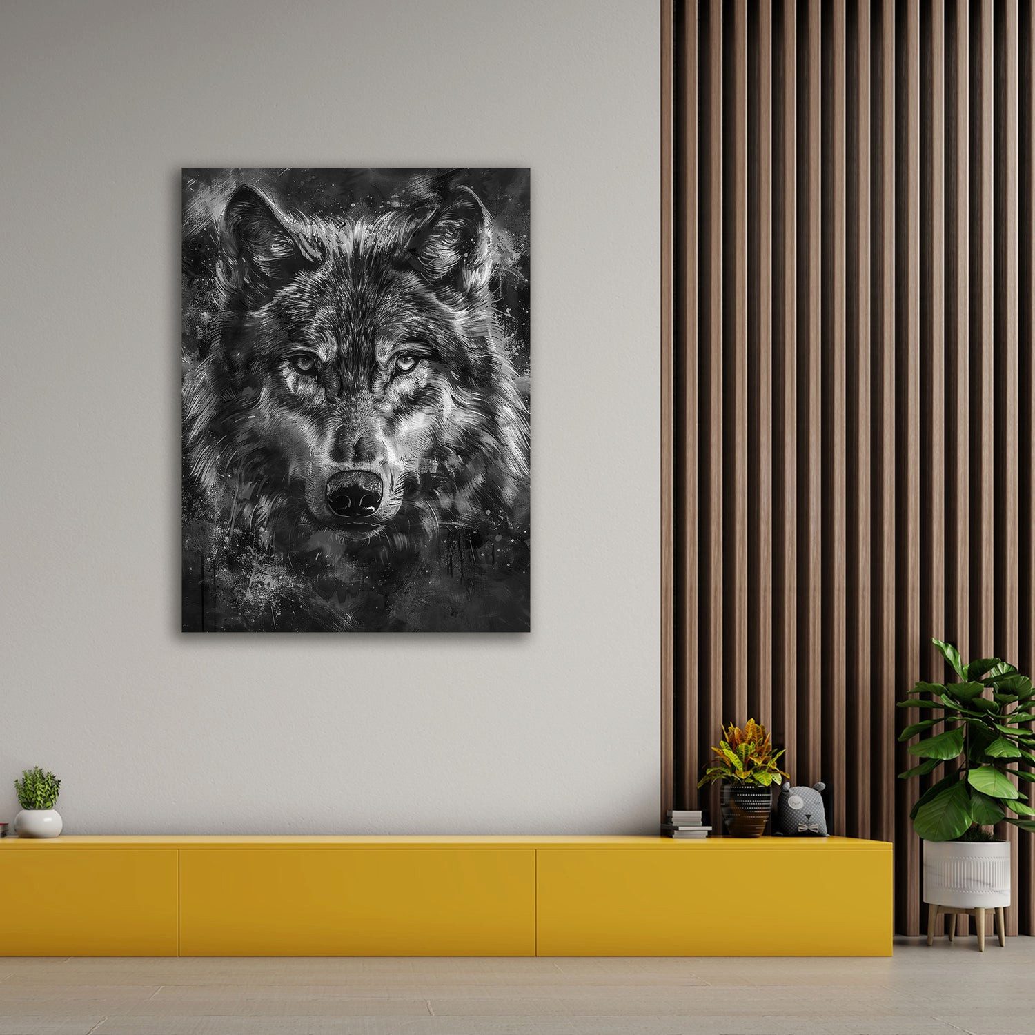 Artedinoi Leinwandbild Wolf Porträt Realistische Zeichnung Leinwandbild Wandbild Kunstdruck X, Wolf-Porträt, realistisch