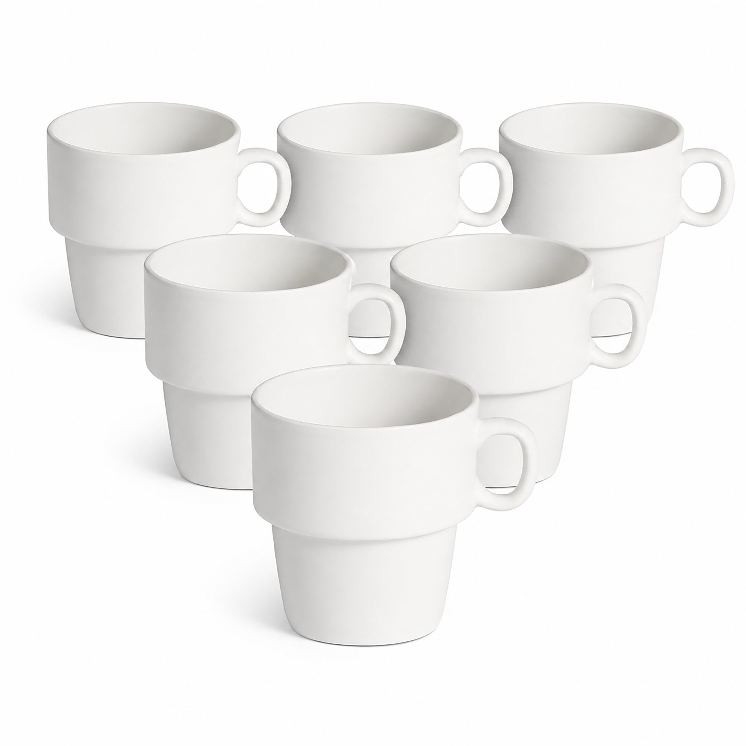 Annastore Tasse 6 x Kaffeetassen 300 ml Porzellan stapelbar große Becher Kaffeebecher, Spühlmaschinenfest