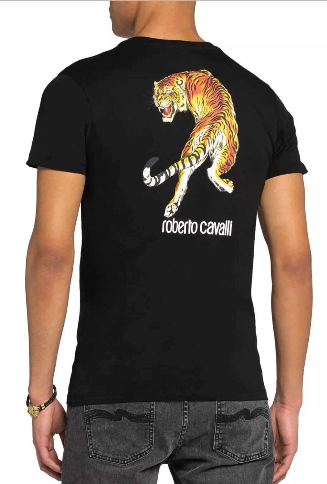 roberto cavalli T-Shirt Firenze Tiger Logo Print Slim Fit RC-Monogramm und Tiger-Print auf der Brust