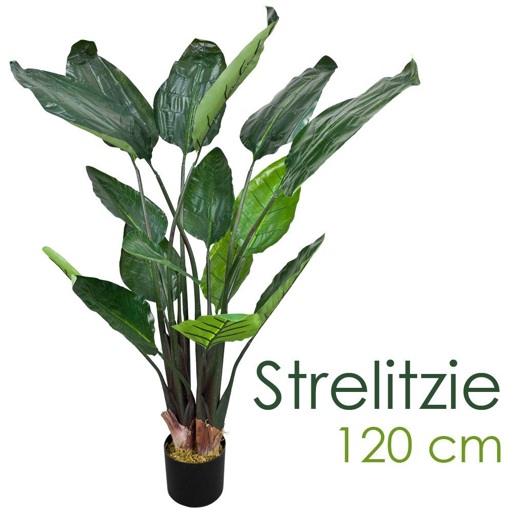 Kunstbaum Strelitzie Paradiesvogelblume Kunstpflanze Künstliche Pflanze 120 cm