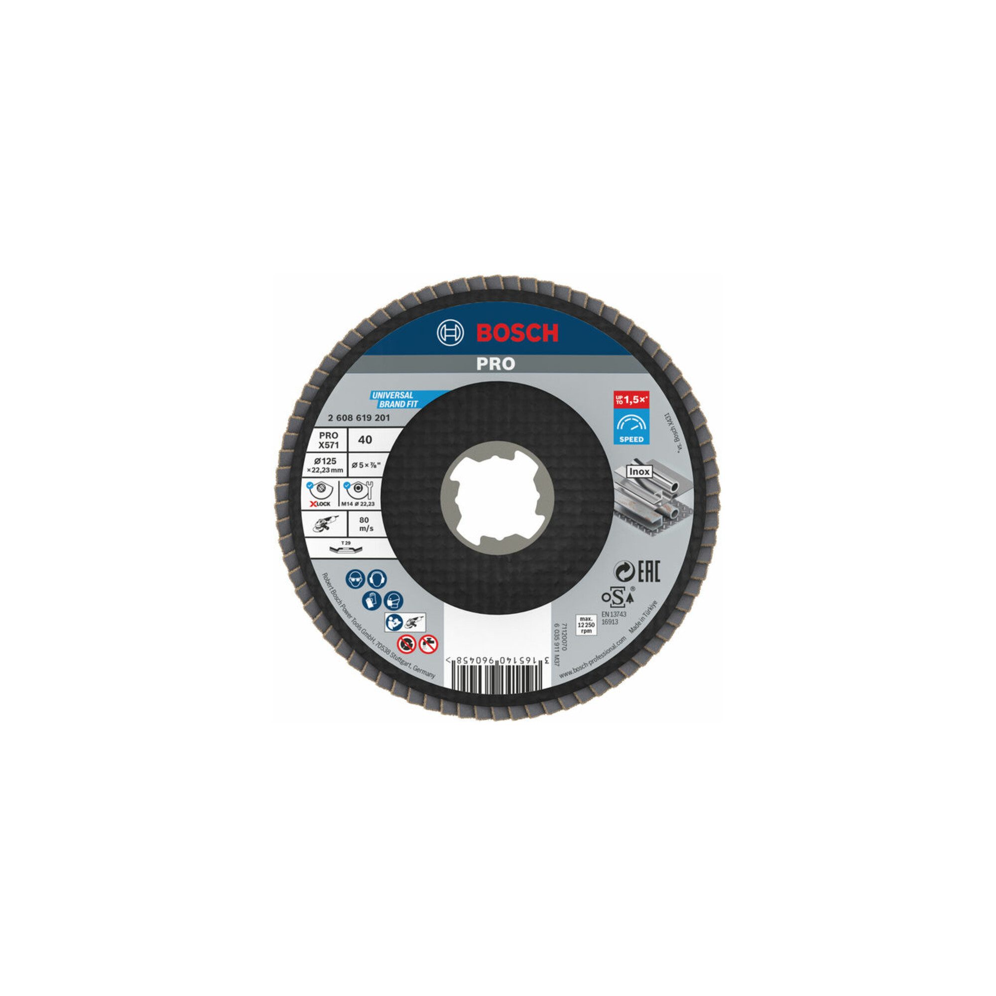 Bosch Professional Schleifscheibe Bosch Fächerschleifscheibe X571 Best for Metal gewinkelt 125 mm K 40 F