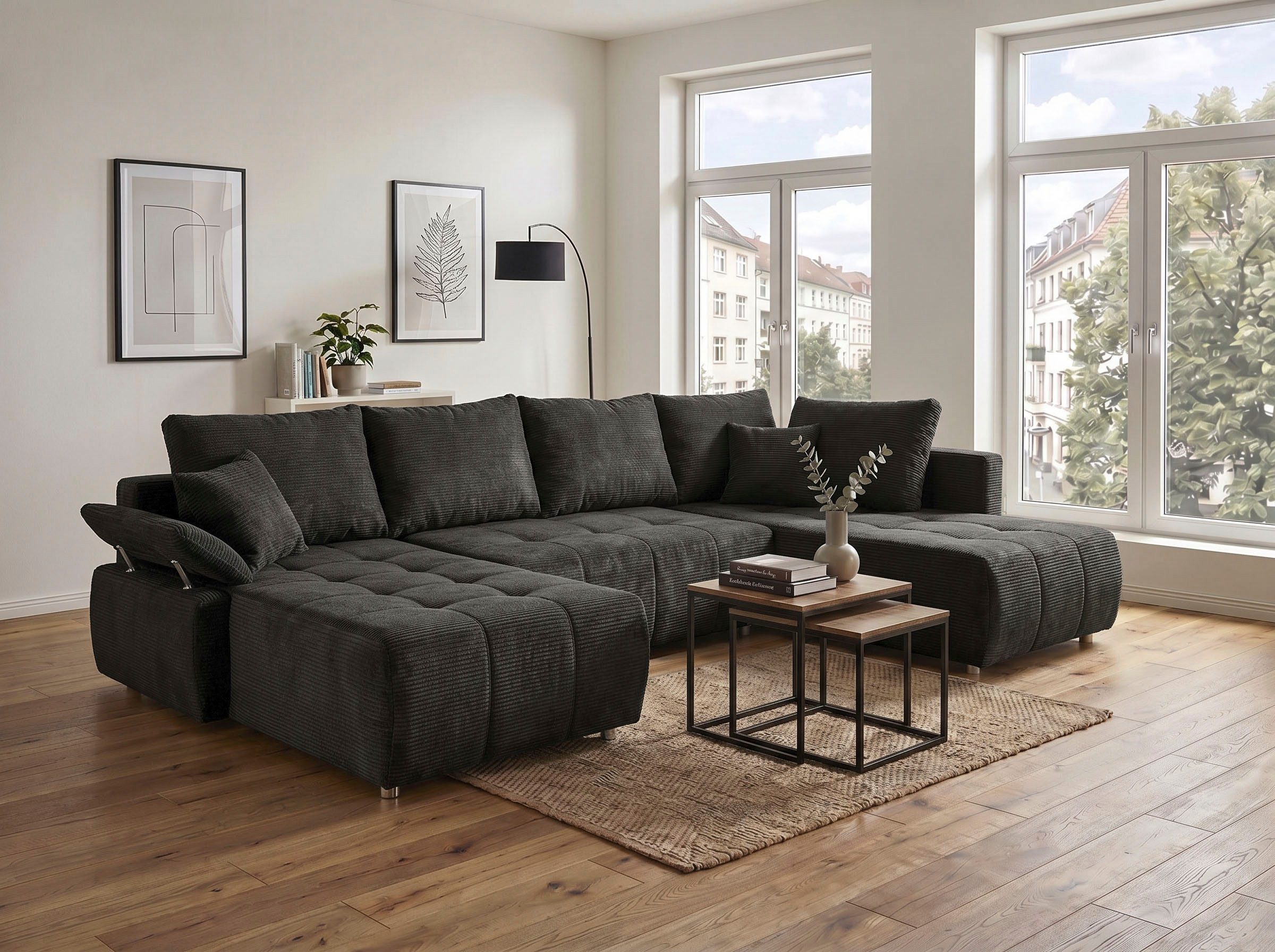 COLLECTION AB Wohnlandschaft Funtastic U-Form, B:288 cm, Schlaffunktion, Bettkasten, auch in Cord, Schlaffunktion, Bonnelfederkern, Rückenkissen, Armteilverstellung