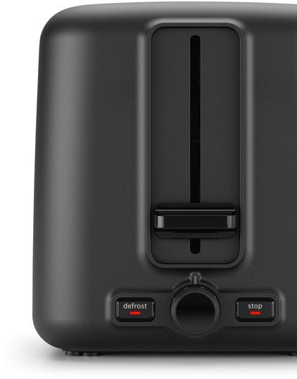 BOSCH Toaster DesignLine TAT3P420DE, Integrierter Edelstahl-Brötchenaufsatz, 2 kurze Schlitze, 820 W, Abschaltautomatik, Auftaufunktion, Liftfunktion, Breit, Edelstahl