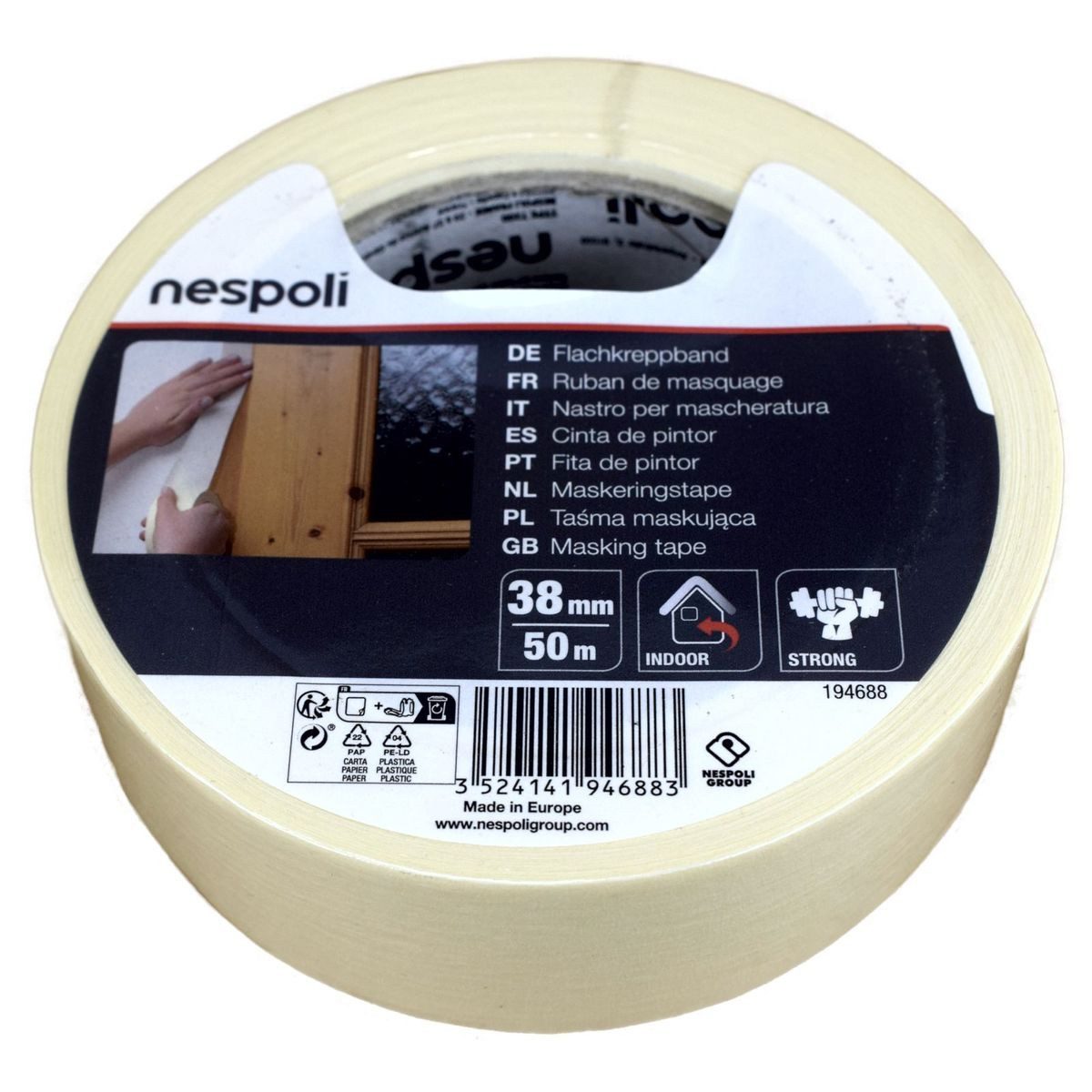 Nespoli Klebeband Malerkrepp Rolle 50m Klebeband Naturkautschuk