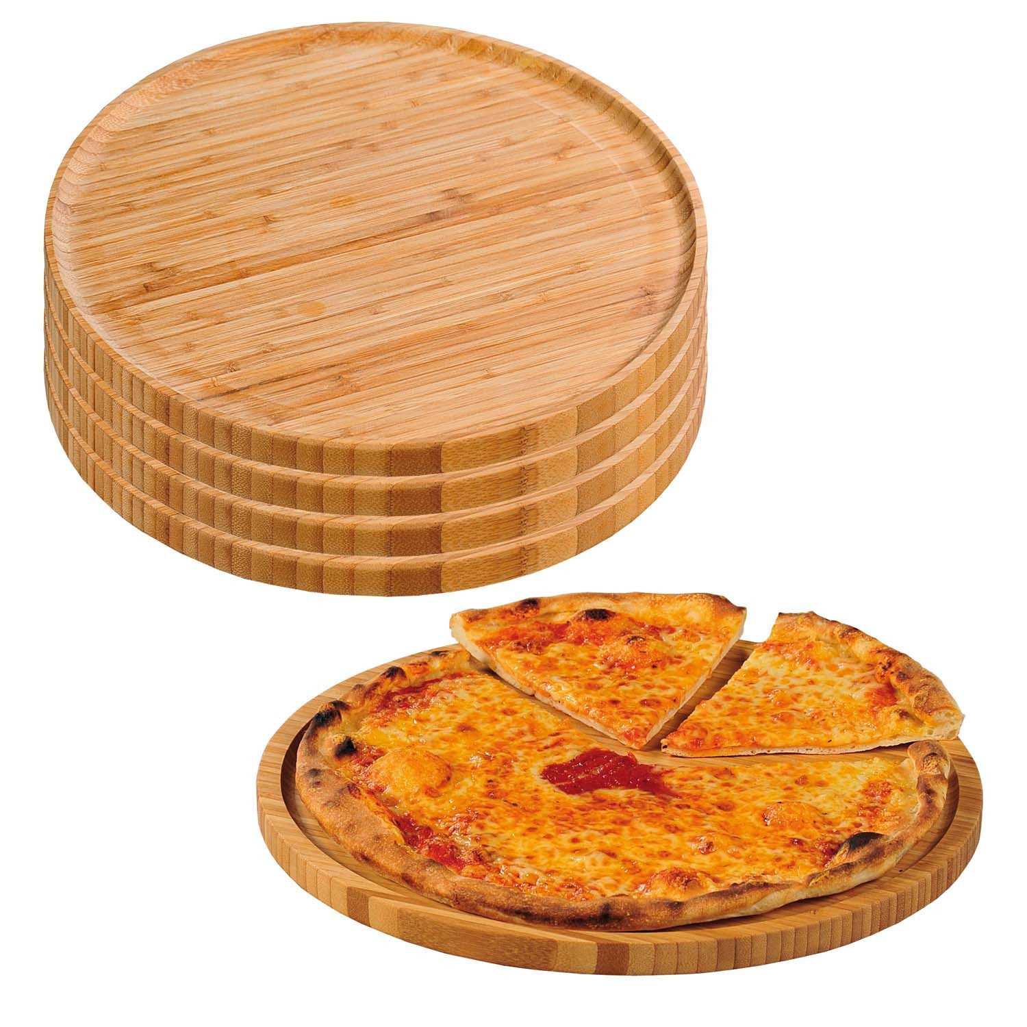 Kesper Pizzateller 5 Stück Pizzateller - Bambus - Ø 32cm, (5 St), hochgezogener Rand