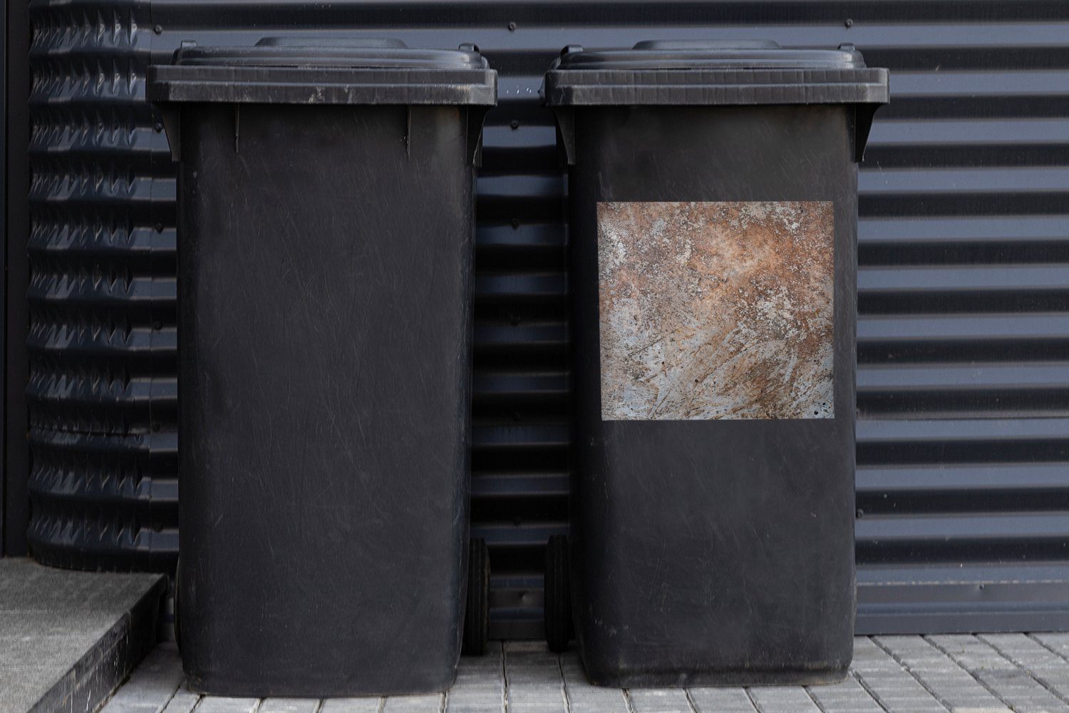 Mülltonne, Rost - St), Wandsticker Abfalbehälter Container, Schiefer - Retro Mülleimer-aufkleber, (1 MuchoWow Sticker,