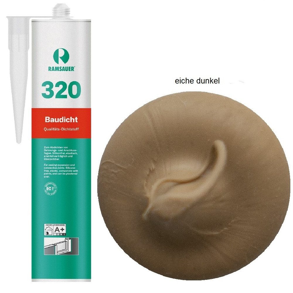 Ramsauer Dichtstoff Ramsauer 320 Baudicht Hybrid Dichtstoff 310ml Kartusche, gebrauchsfertig, Dichtstoff für Bau- und Anschlussfugen, Spenglerarbeiten.