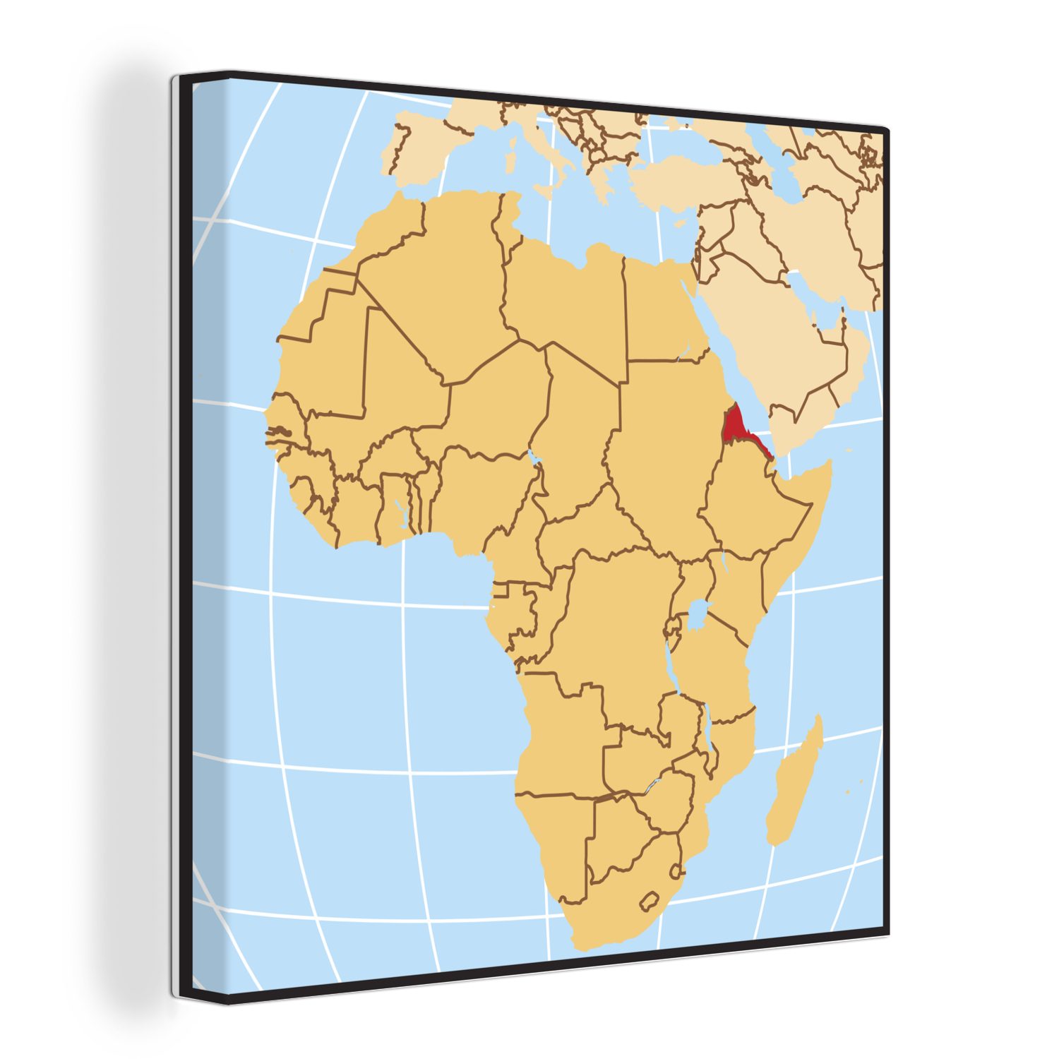 OneMillionCanvasses® Leinwandbild Illustration von Eritrea auf der afrikanischen Landkarte, (1 St), Leinwand Bilder für Wohnzimmer Schlafzimmer