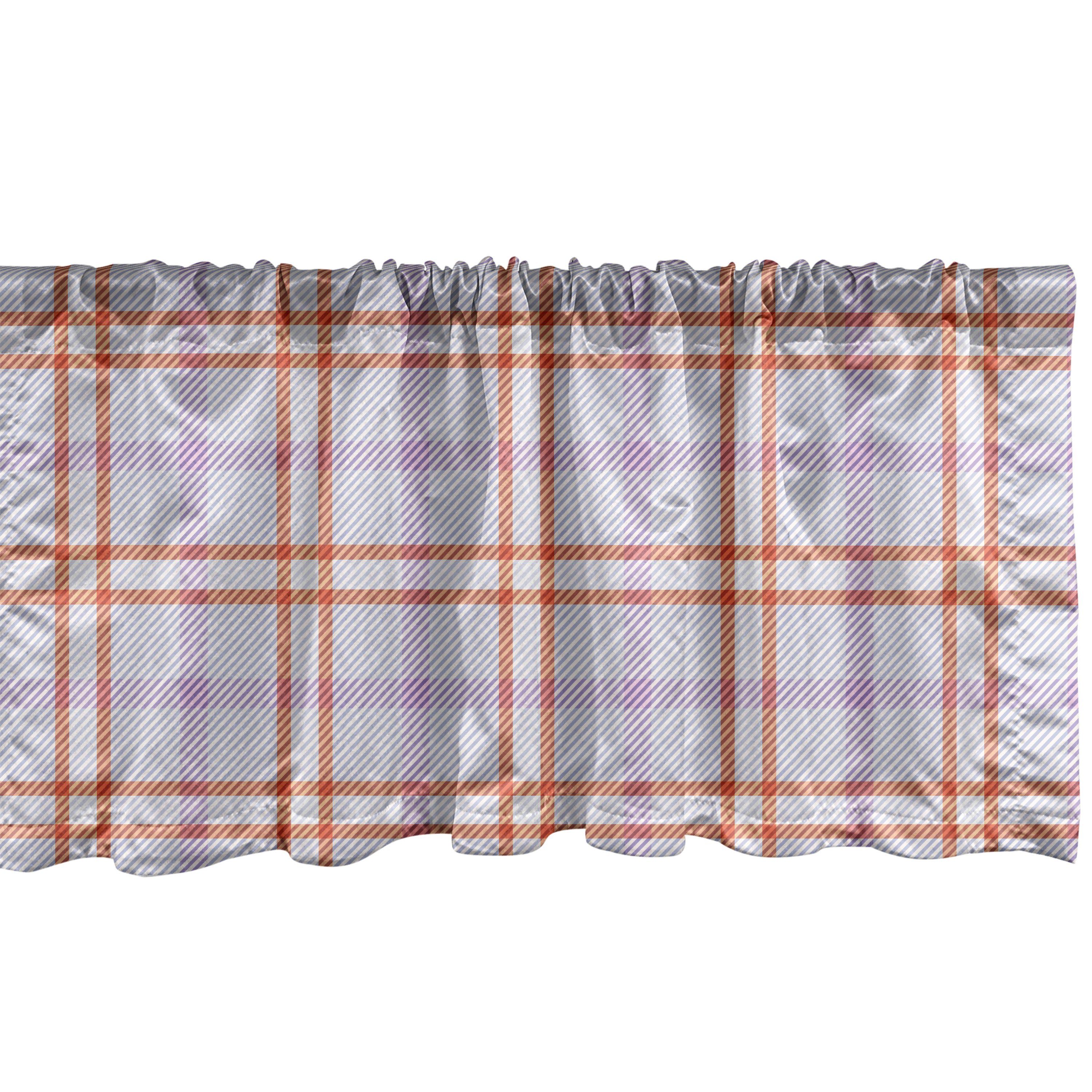 für Plaid Stangentasche, Volant Küche Abakuhaus, in Karo-Muster Schlafzimmer Soft-Streifen Vorhang Scheibengardine mit Microfaser, Dekor