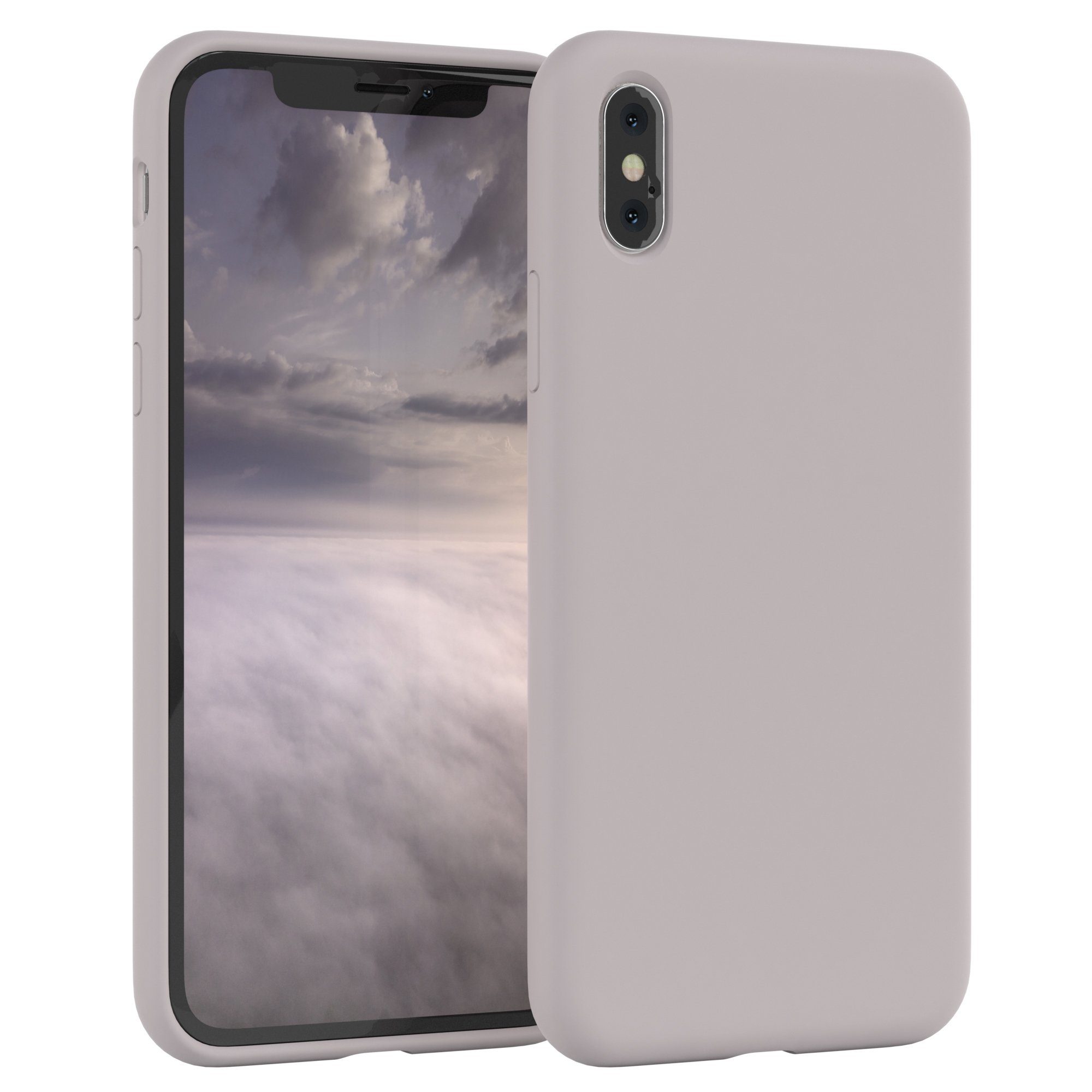 EAZY CASE Handyhülle Premium Silikon Case für iPhone X / iPhone XS 5,8 Zoll, Hülle Bumper Case Slimcover mit Displayschutz Silikonhülle Altrosa
