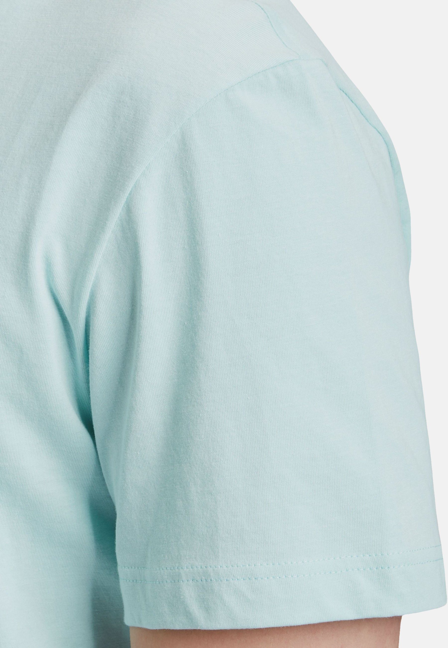 Kurzarmshirt reiner T-Shirt Baumwolle mit türkis aus (1-tlg) T-Shirt Lacoste