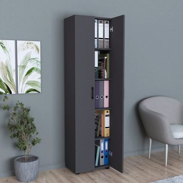 en.casa Beistellschrank »Åsnes« Allzweckschrank 178x49x32cm mit 5 Ablagen Anthrazit