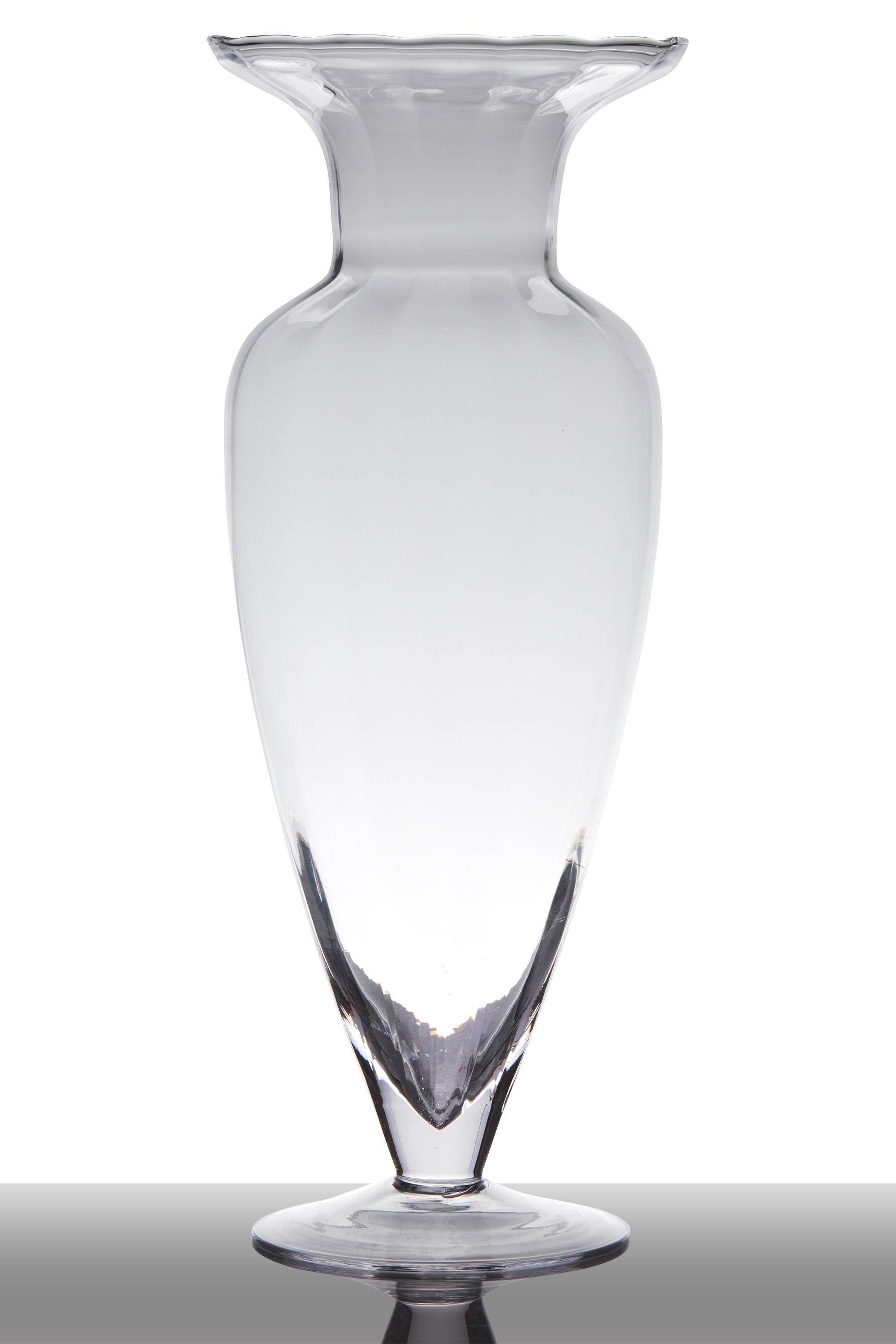 INNA-Glas Bodenvase Glas Kendra auf Standfuß, Trichter - rund, klar, 43cm, Ø 17cm