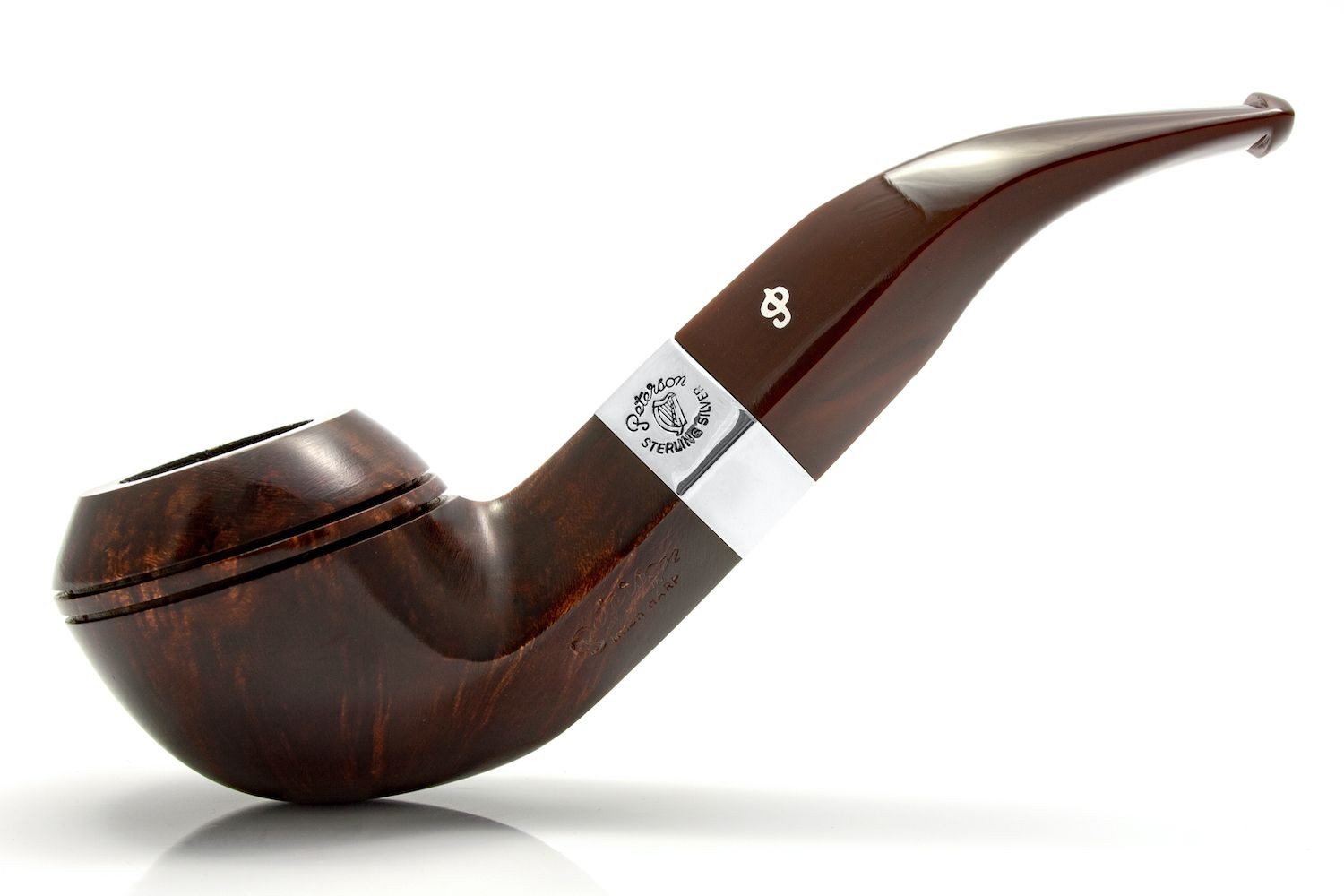 meytrade Handpfeife Peterson Pfeife Irish Harp 80s Bulldog glatt braun 925 Sterling Silber