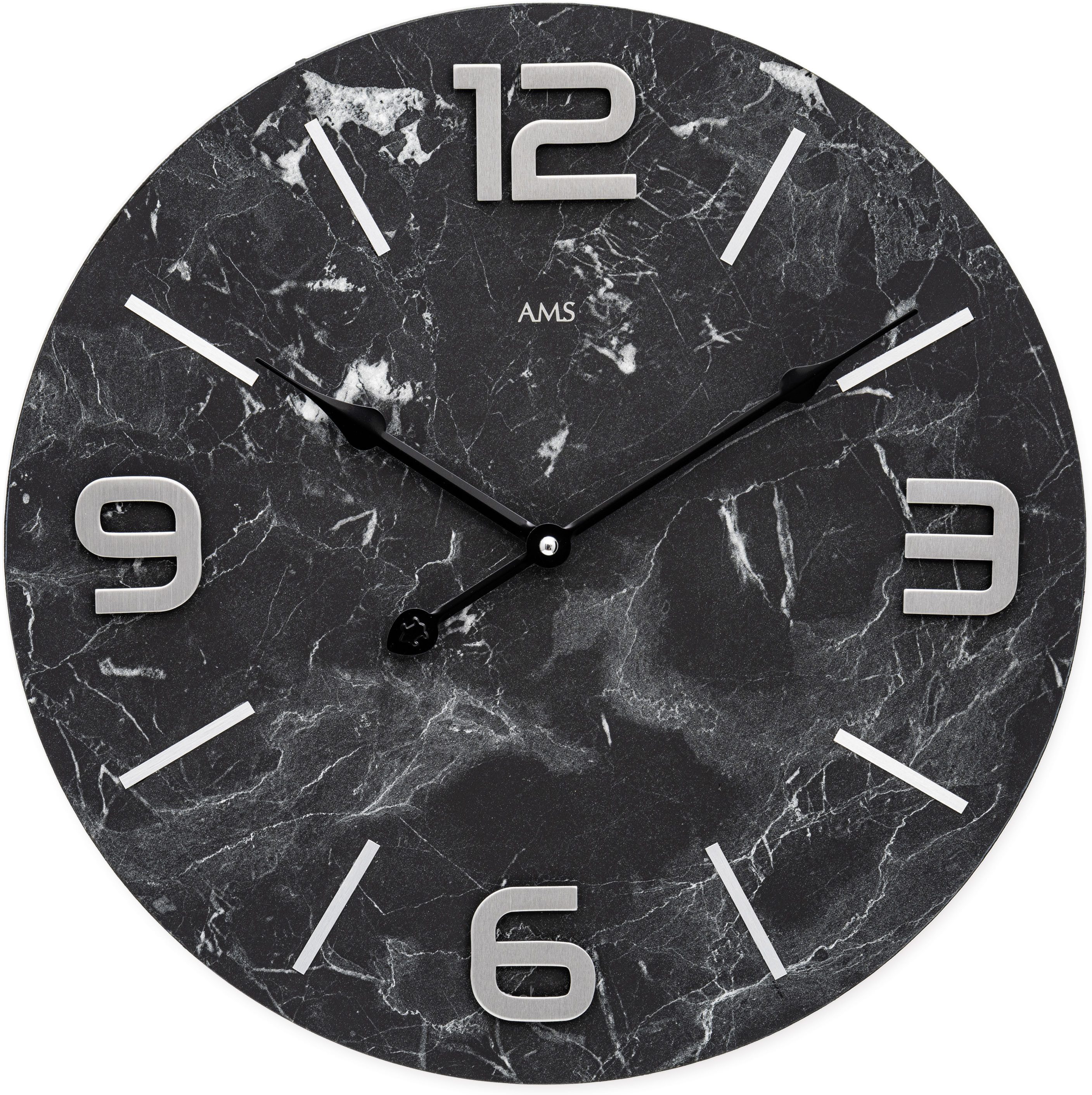 AMS Wanduhr (Quarzuhr, Holz, Wohnzimmer, Esszimmer, Küche, Arbeitszimmer, Büro)