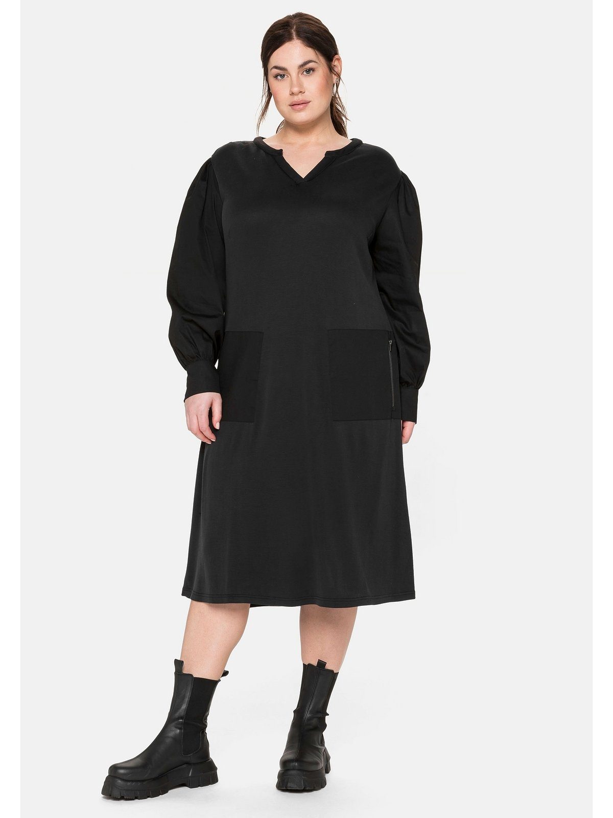 Sheego Shirtkleid Große Größen mit aufgesetzten Taschen, in A-Linie