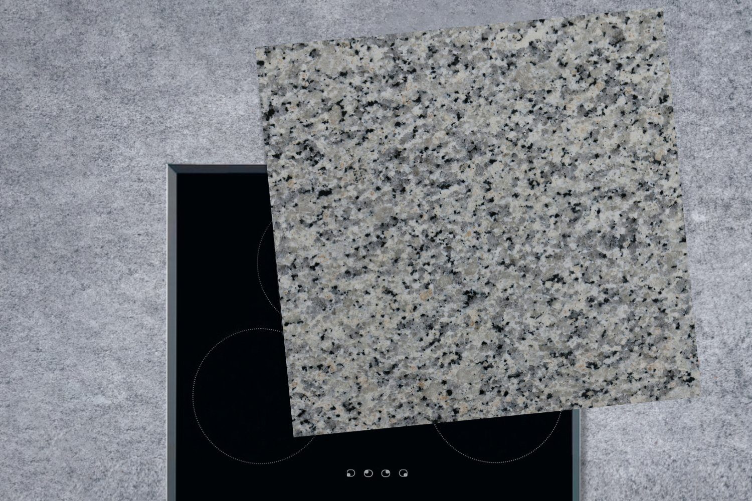 (1 cm, Kristall, Herdblende-/Abdeckplatte küche für Granit Schwarz Grau tlg), - Ceranfeldabdeckung, MuchoWow - - Arbeitsplatte 78x78 Vinyl,