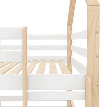 REDOM Kinderbett Hausbett Etagenbett (mit 2 Schubladen,ohne Matratze), aus Kiefernholz, 90 x 200 cm
