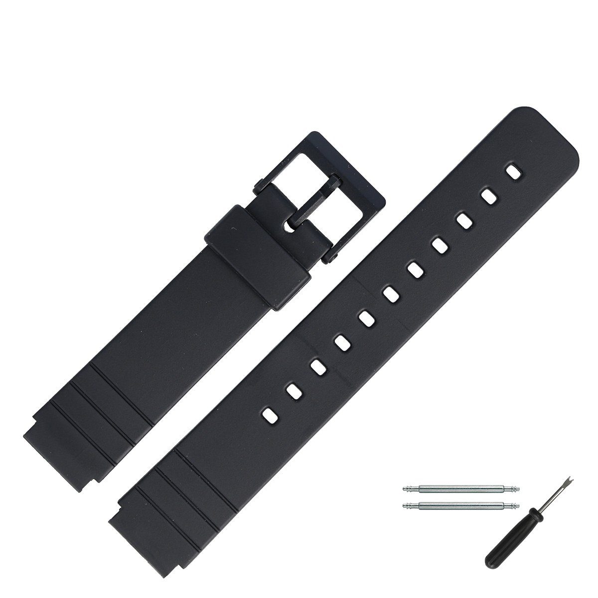 MARBURGER Uhrenarmband 19mm Kunststoff PVC Schwarz günstig online kaufen