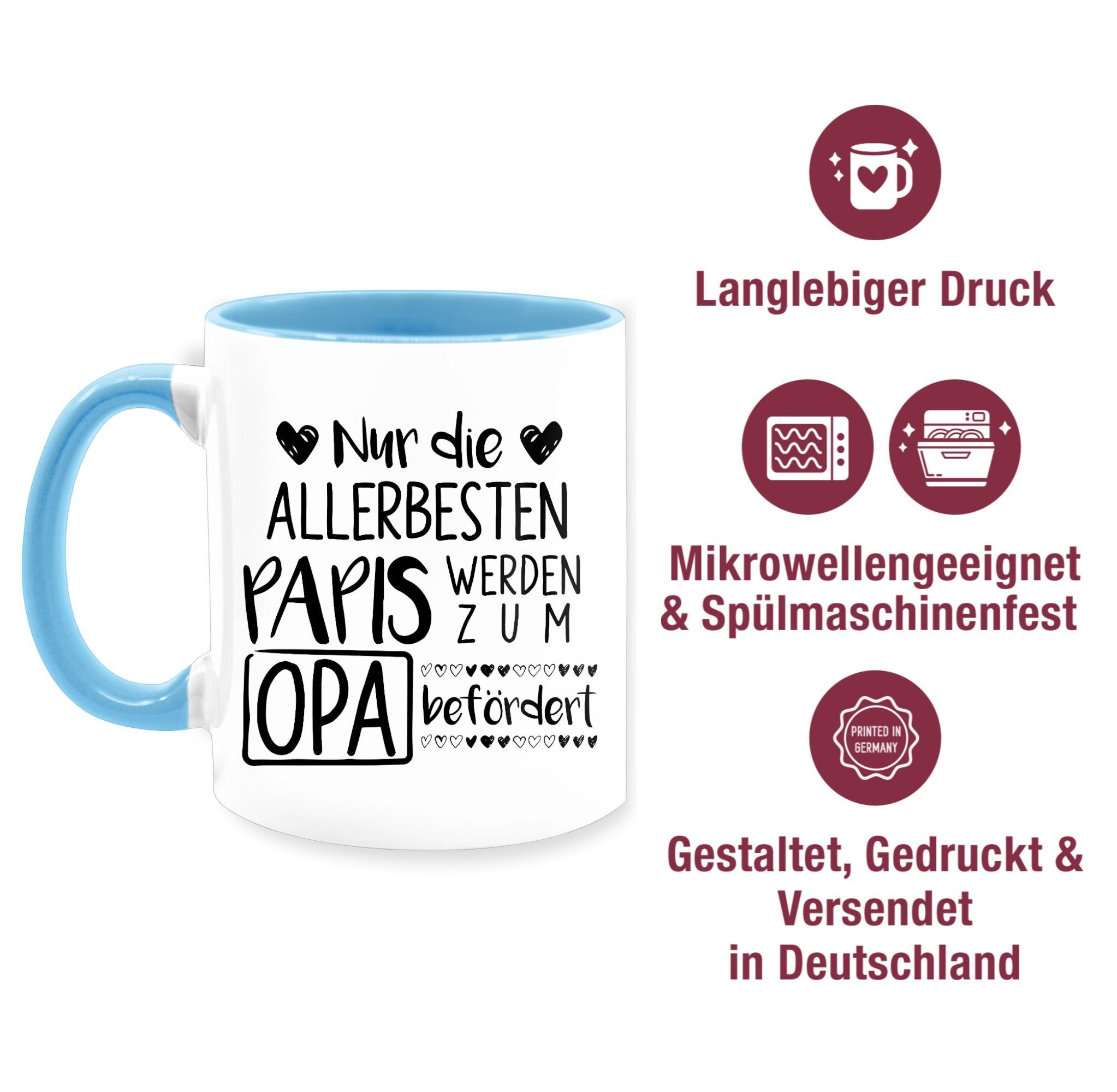 Keramik, befördert Papis Tasse schwarz, zum allerbesten Opa die Opa Hellblau Nur 2 Großvater Shirtracer werden