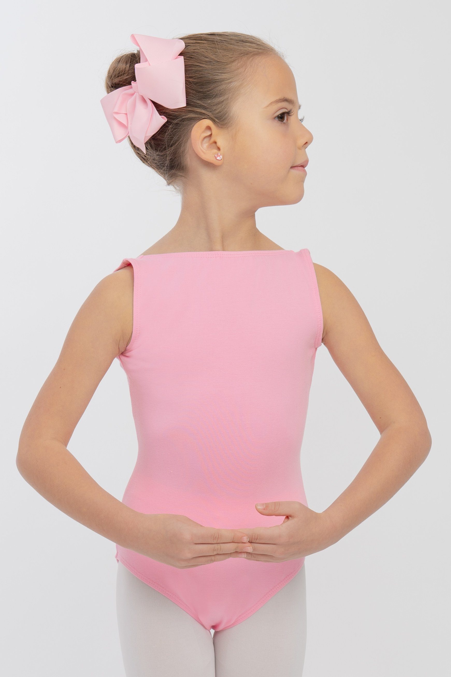 tanzmuster Body Ballettbody Linda mit tiefem Rückenausschnitt ärmelloses Trikot fürs Kinder Ballett rosa