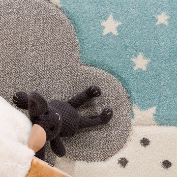 Kinderteppich Cosmo 755, Paco Home, rechteckig, Höhe: 18 mm, 3D-Design, Patchwork Muster, Motiv Sterne, Wolken & Punkte, Pastell