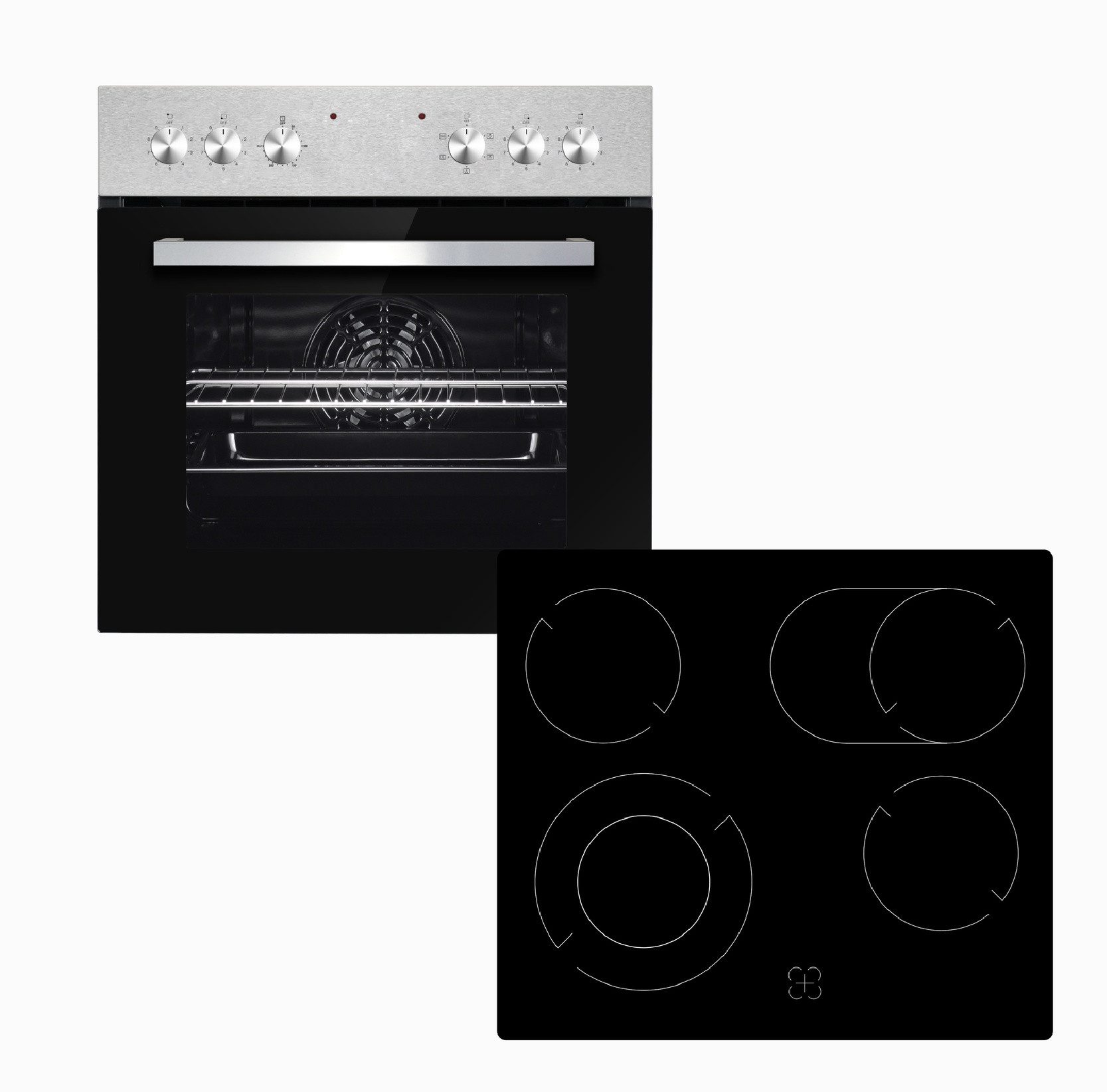 PKM Elektro-Herd-Set Einbauherdset EHS4-2KBIX, Bräterzone 2-Kreis-Zone Umluft
