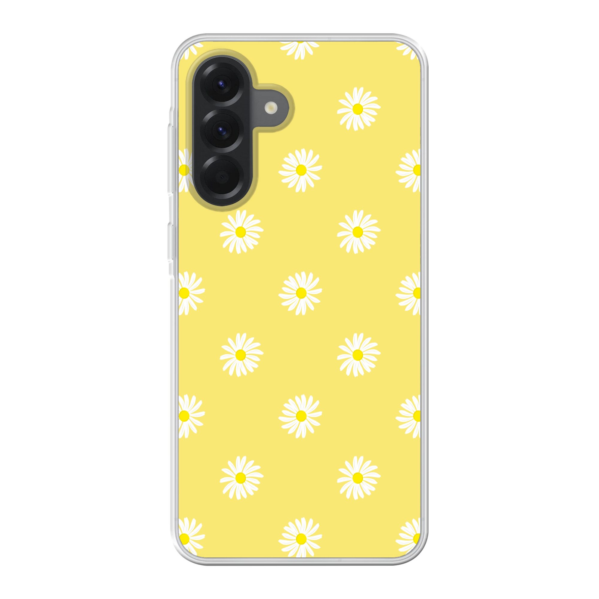 MuchoWow Handyhülle für Samsung Galaxy A56 Gänseblümchen - Pastell - Weiß - Gelb - Blumen, Phone Case, Silikon, Schutzhülle Dünn