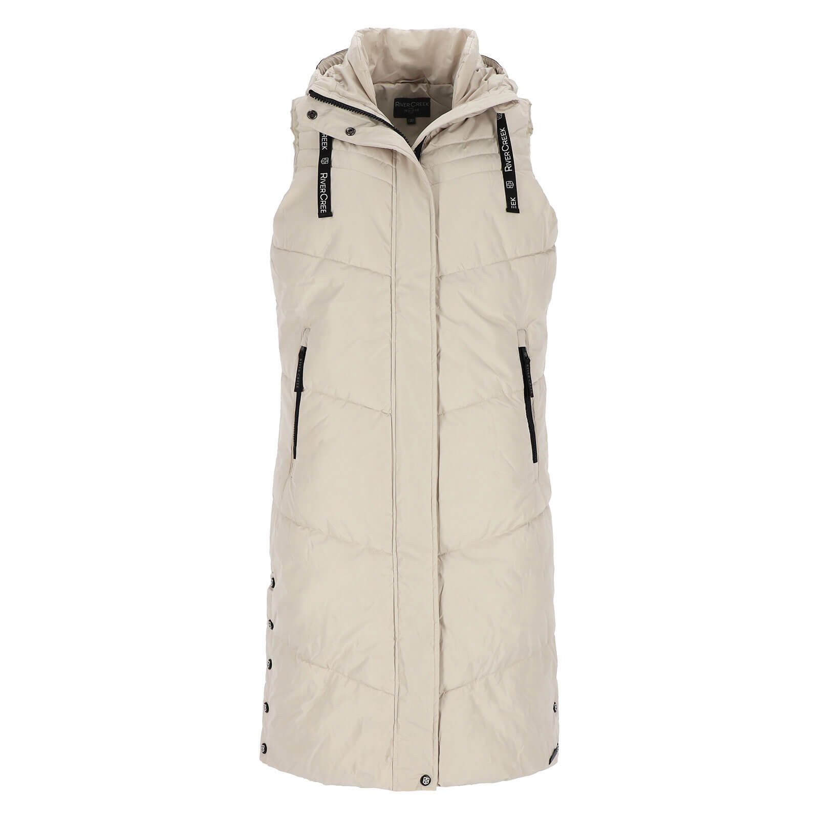 Rivercreek Steppweste Damen Langweste mit Kapuze - Gesteppte Weste mit Seit günstig online kaufen