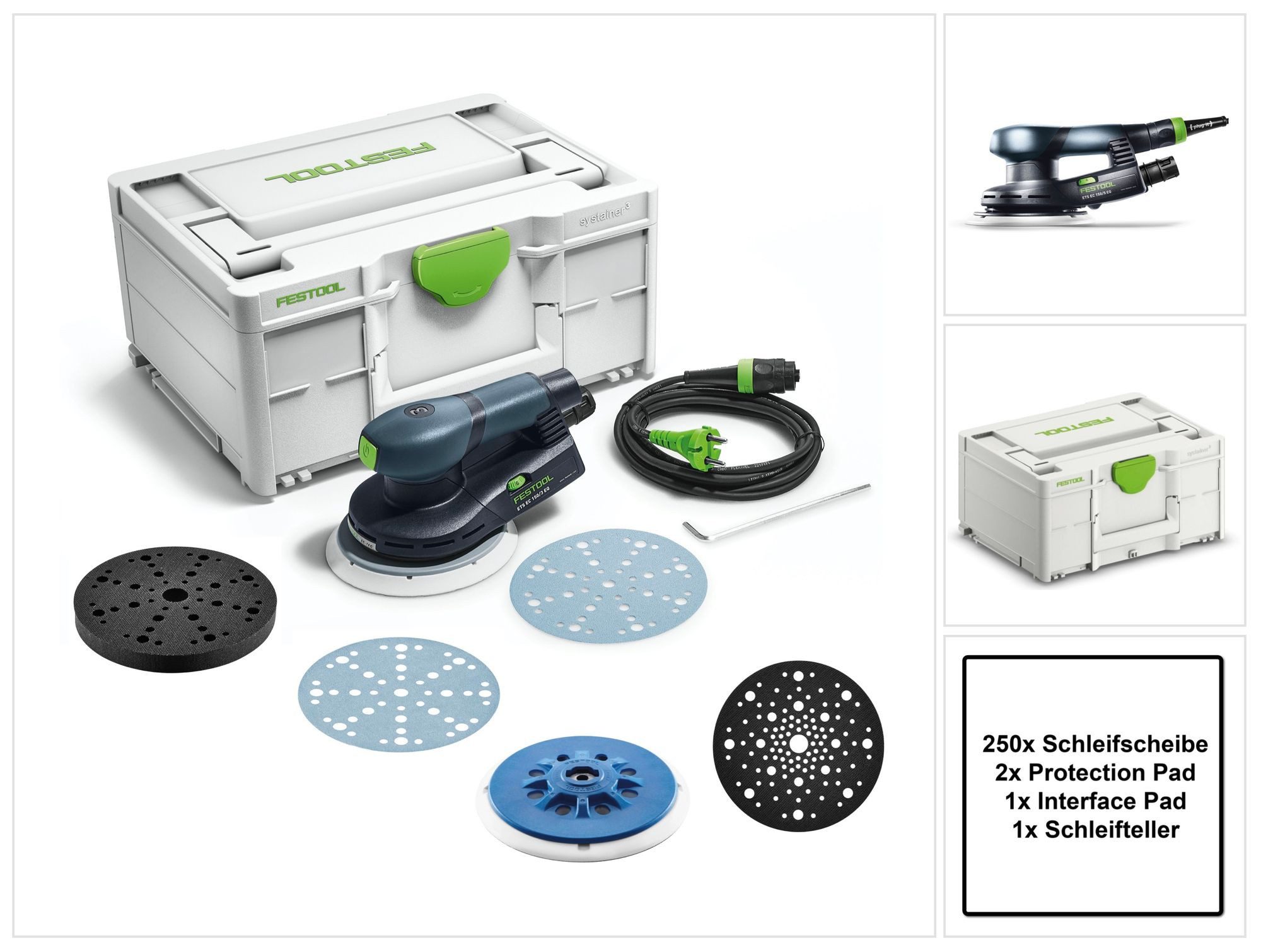 FESTOOL Exzenterschleifer ETS EC150/3 EQ-Plus Exzenterschleifer 400 W 150 mm Brushless + 250x