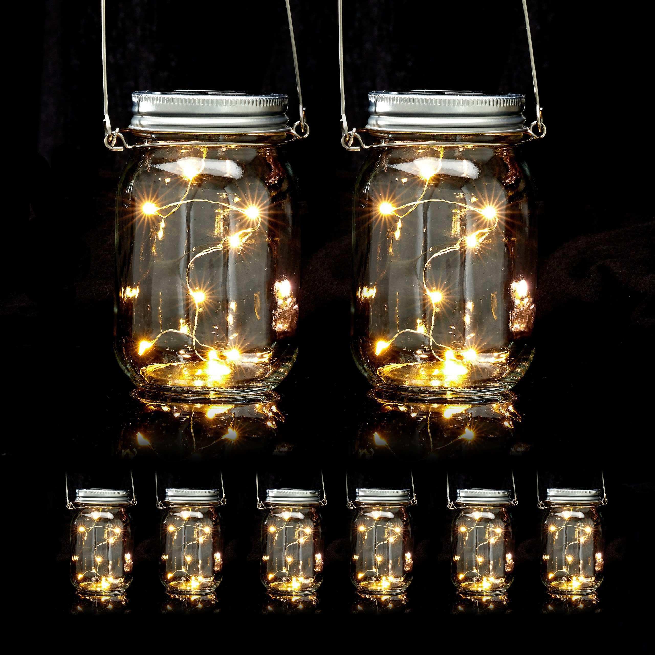 Gartenleuchte 8 x LED Solar Glas