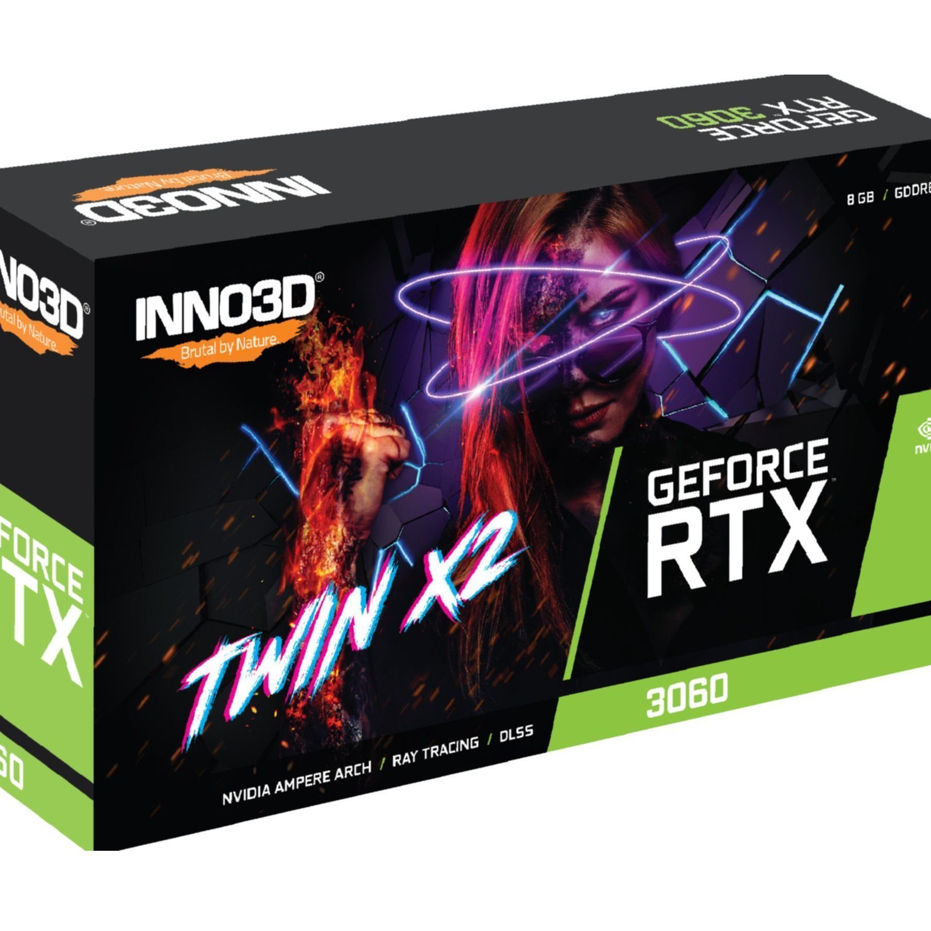 GeForce 3060 GEFORCE Grafikkarte RTX Inno3D GB, Twin 3060 Plate) GDDR6, cooler, TWIN RTX (8 X2 Back