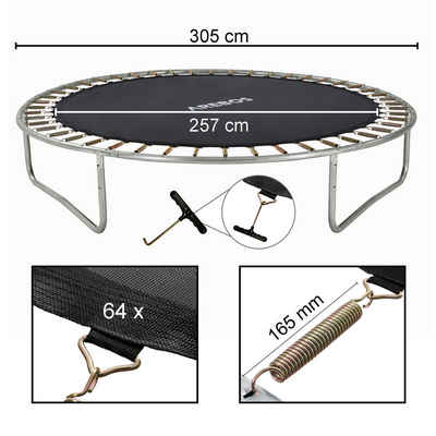 Arebos Hochsprungmatte Trampolin Sprungmatte, Federspanner, Sprungtuch, 9-Fach Naht 165mm (64-St), Maximale Belastbarkeit: 150 kg