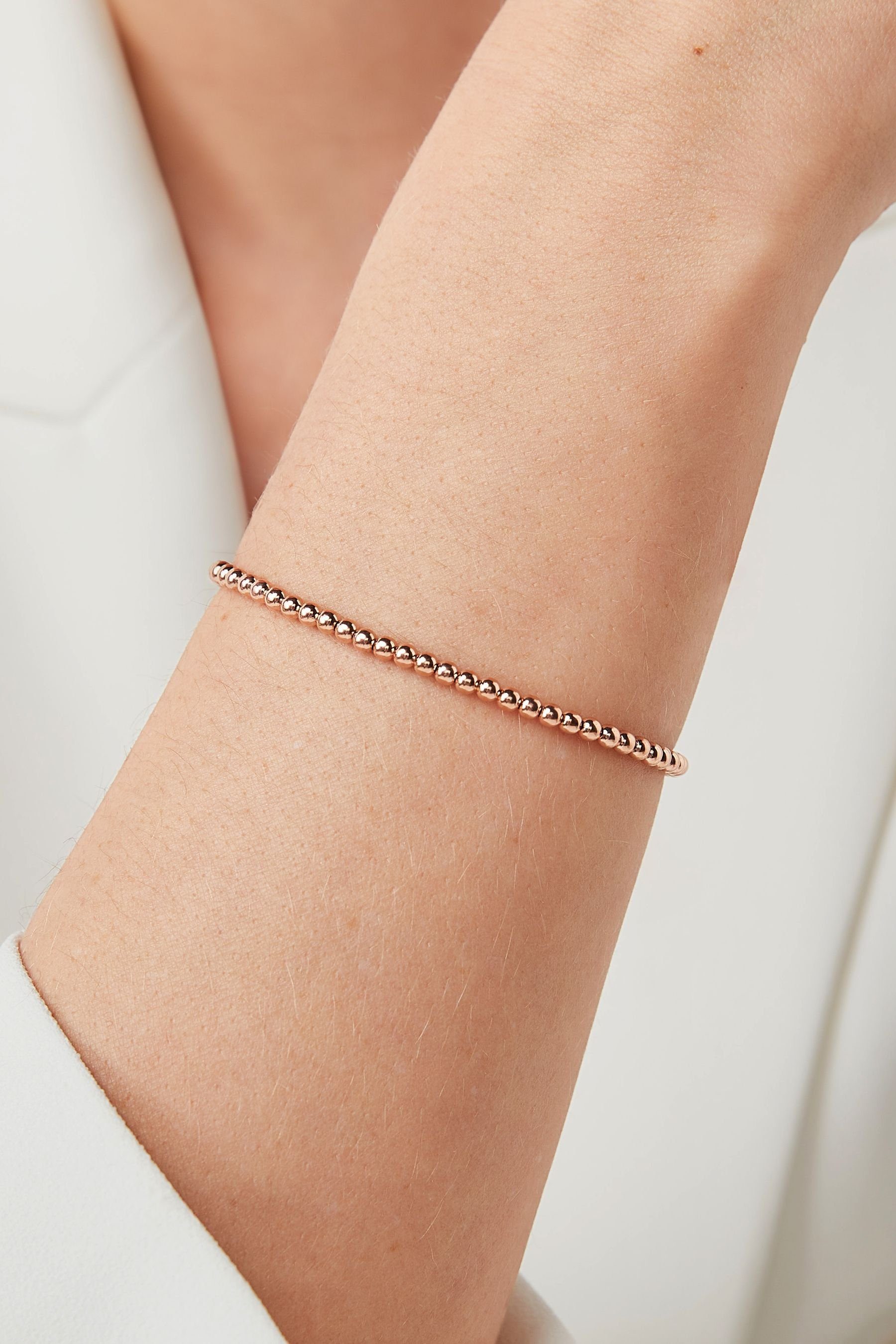 Gold Armband Sterling Zierperlen Rose mit Next Plated Silver Armband (1-tlg)