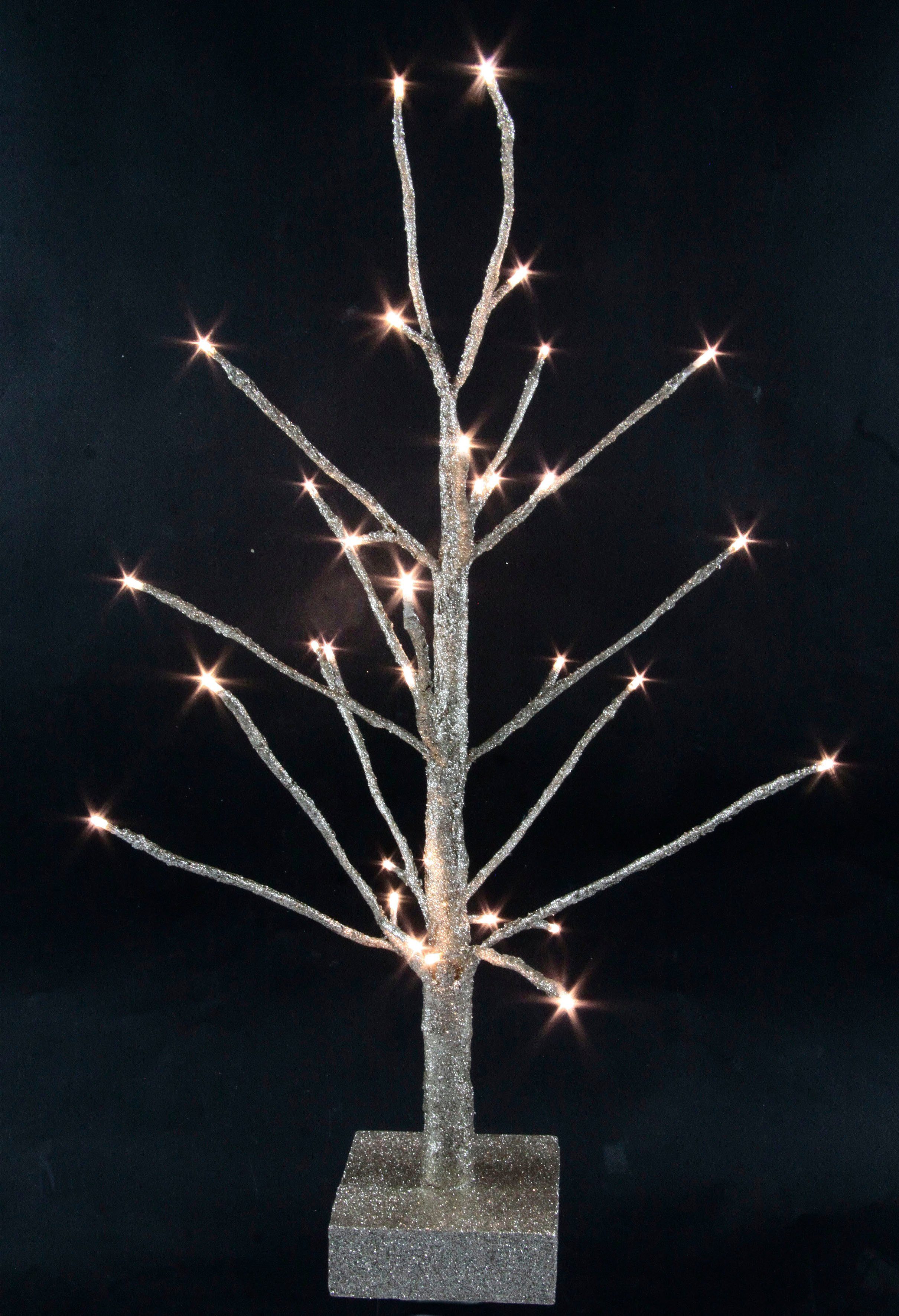 I.GE.A. Dekobaum Künstlicher Weihnachtsbaum, Weihnachtsdeko, Kunstbaum (1 St), mit Glitzer und LED Beleuchtung, champagnerfarben, Höhe 65 cm