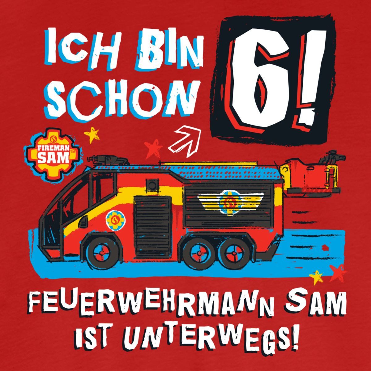 Spreadshirt T-Shirt Feuerwehrmann Sam Geburtstagsdesign 6 Jahre Kinder Premium Langarmshir (1-tlg)