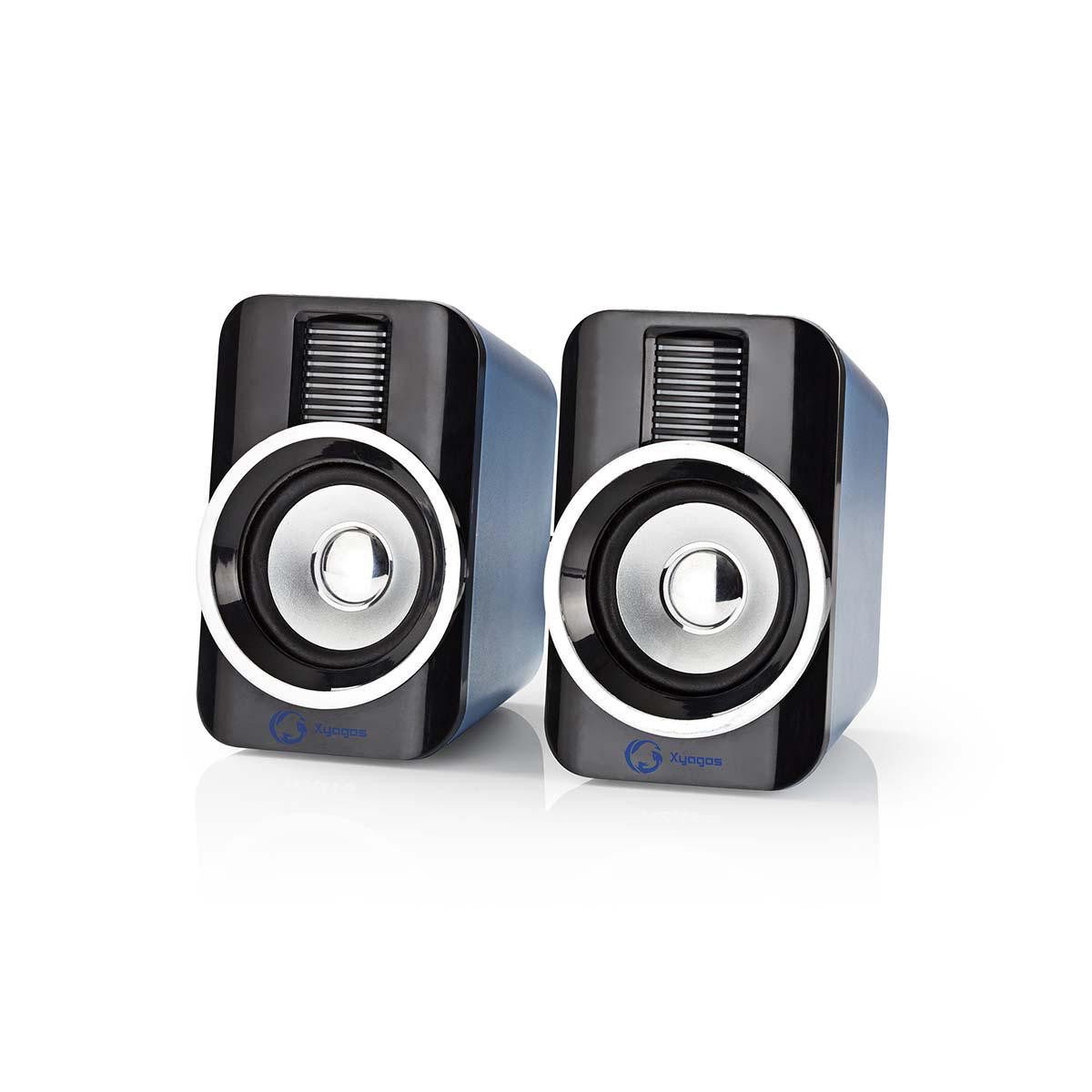 Nedis GSPR20020BK Lautsprecher 2.0 (30 W, USB, 3.5 mm, Lautstärkeregler, kompakte Bauform, für Gaming, Musik)