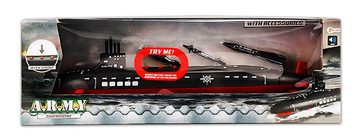Toi-Toys Spielzeug-Boot ARMY Marine U-BOOT mit Sound und Zubehör 42cm lang Militär 84, Submarine Spielzeug Kinder Geschenk