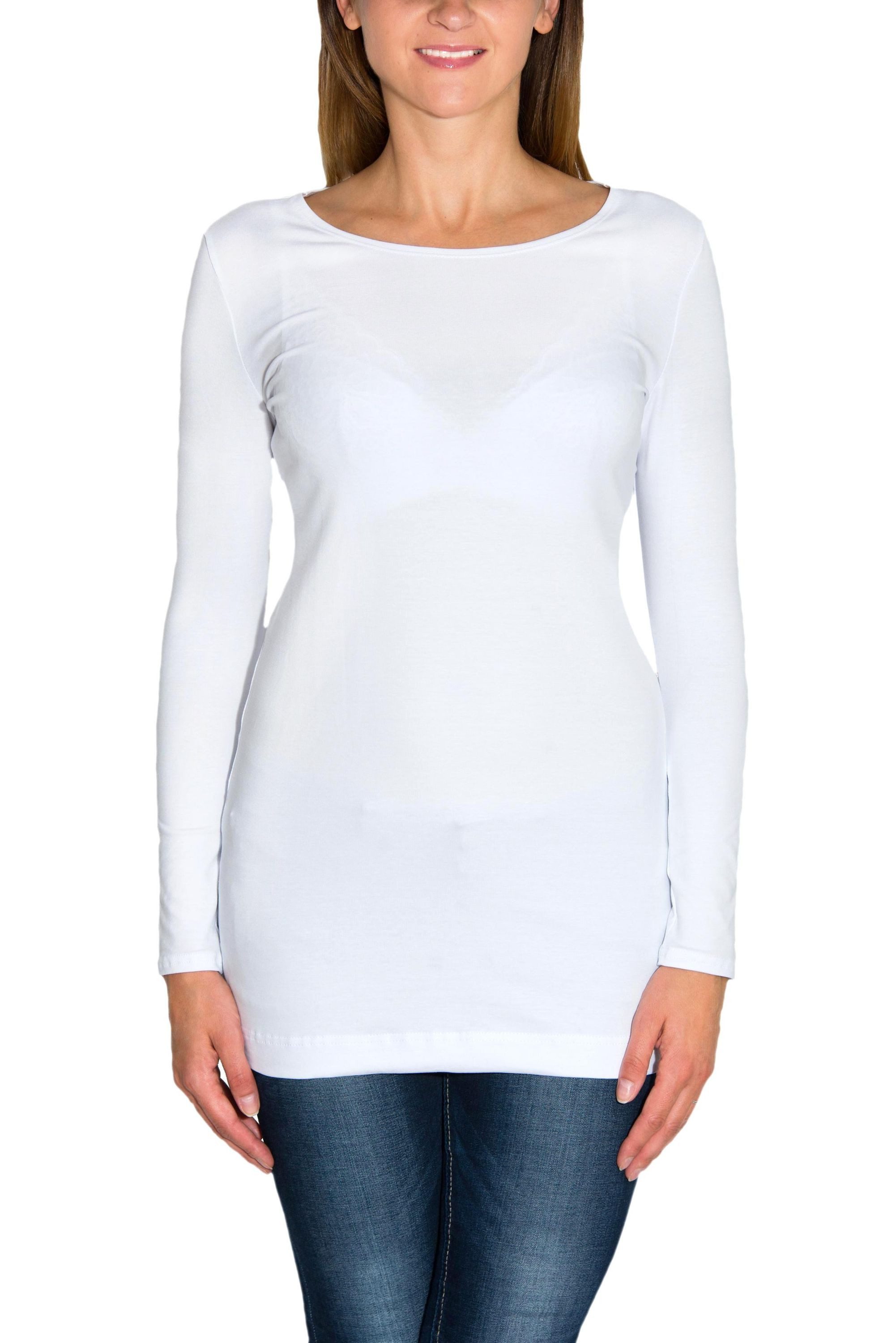 Langarmshirt Alkato Damen Langarm Longshirt Langarmshirt Tunika Basic Shirt
