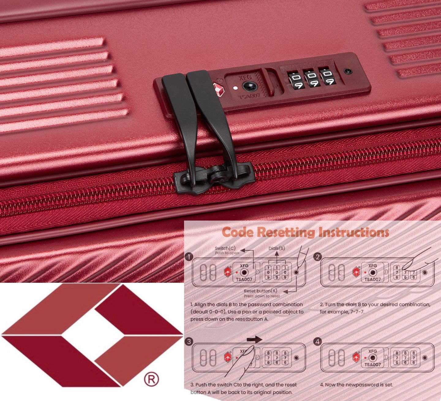 Super Solu Handgepäck-Trolley Hartschalenkoffer 55cm PC erweiterbar mit Frontöffnung & Laptopfach, 4 Rollen, Reisekoffer mit TSA-Schloss & 4 x 360° Doppelrollen – Bild 4 von 5