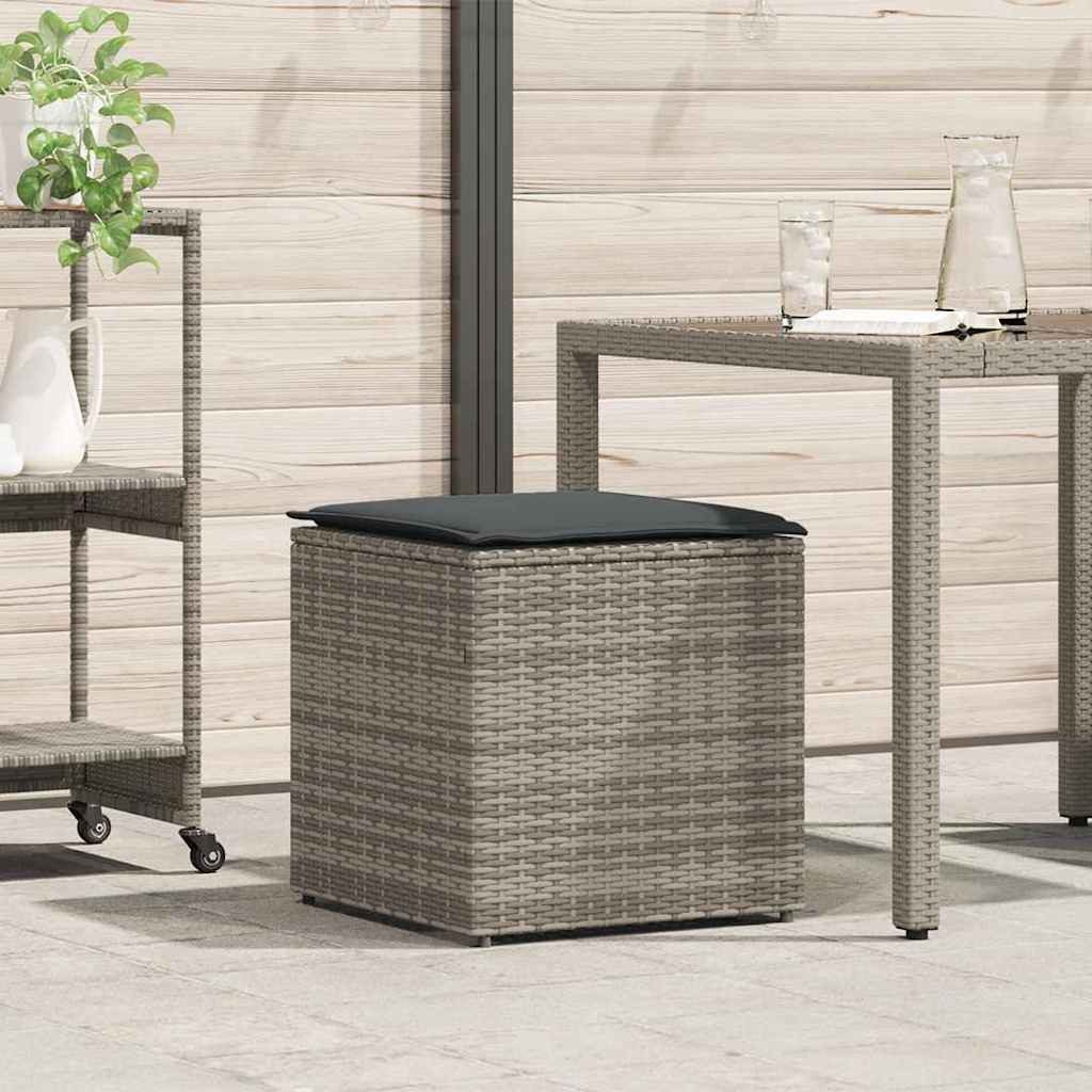 vidaXL Gartenbox Kissenbox mit Speicher Grau 50 x 50 x 50 cm Poly-Rattan (1 St)