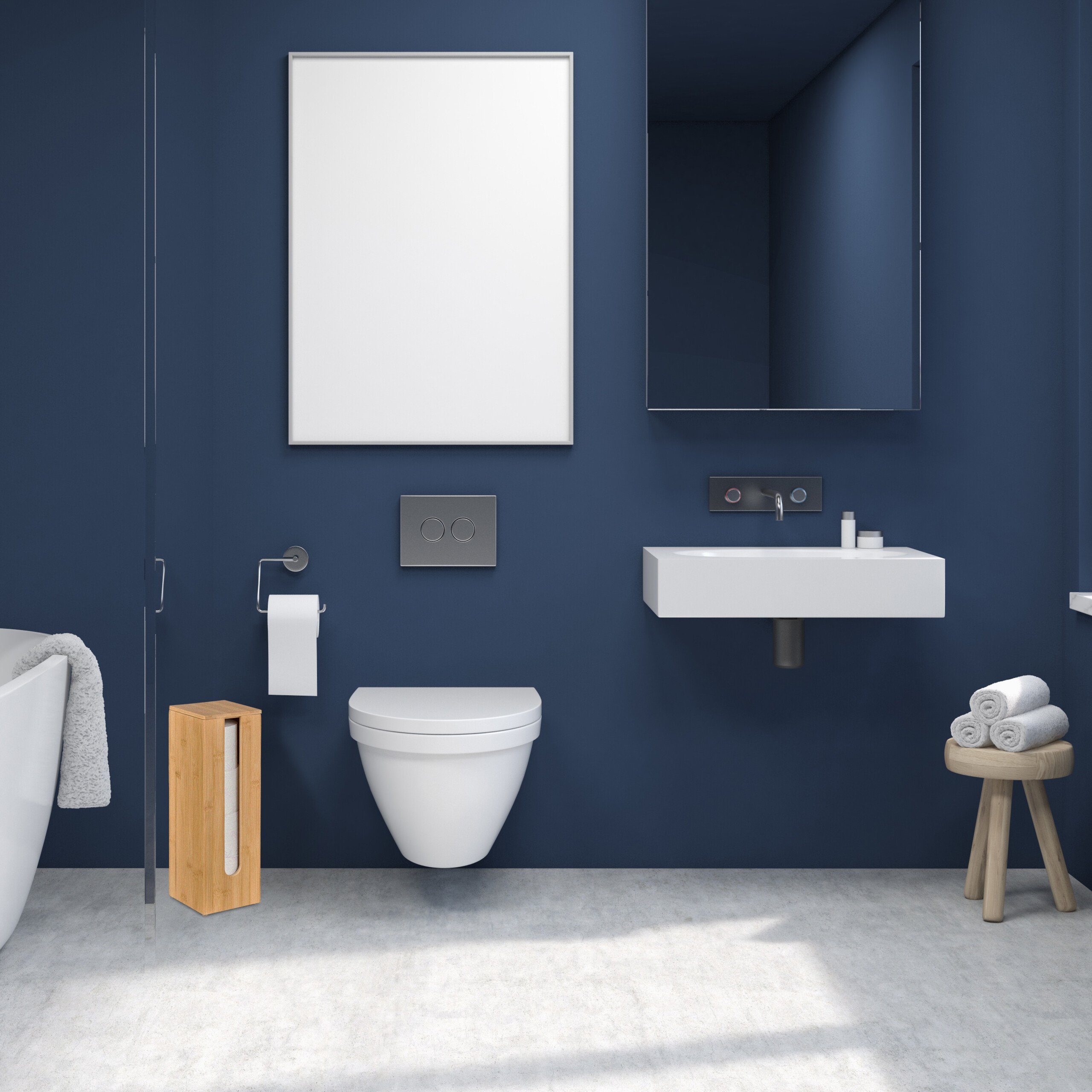relaxdays Toiletten-Ersatzrollenhalter Toilettenpapier Aufbewahrung aus Bambus (1-St) – Bild 5 von 5