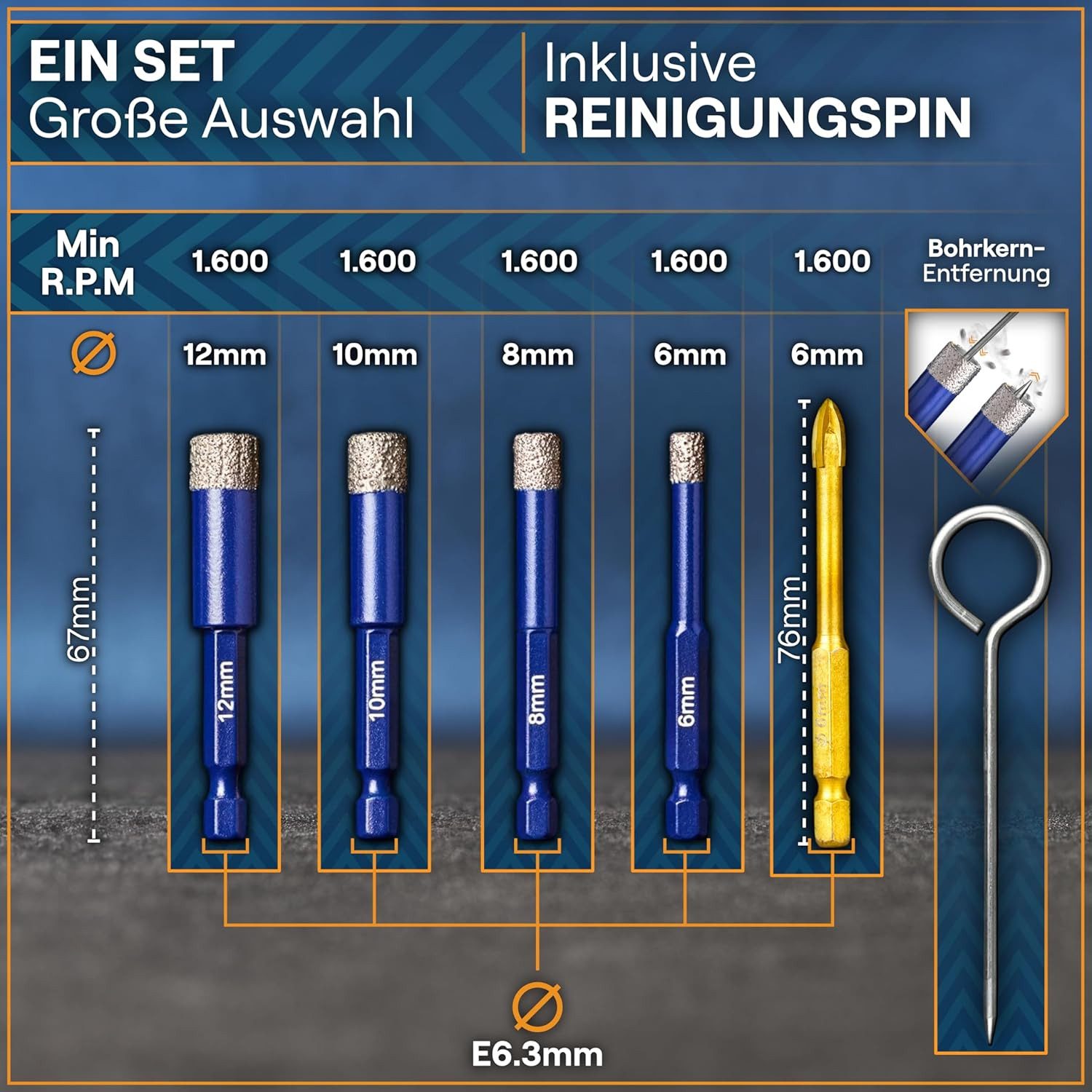 Werkstein Fliesenbohrer Set - 6I8I10I12mm Glasbohrer günstig online kaufen