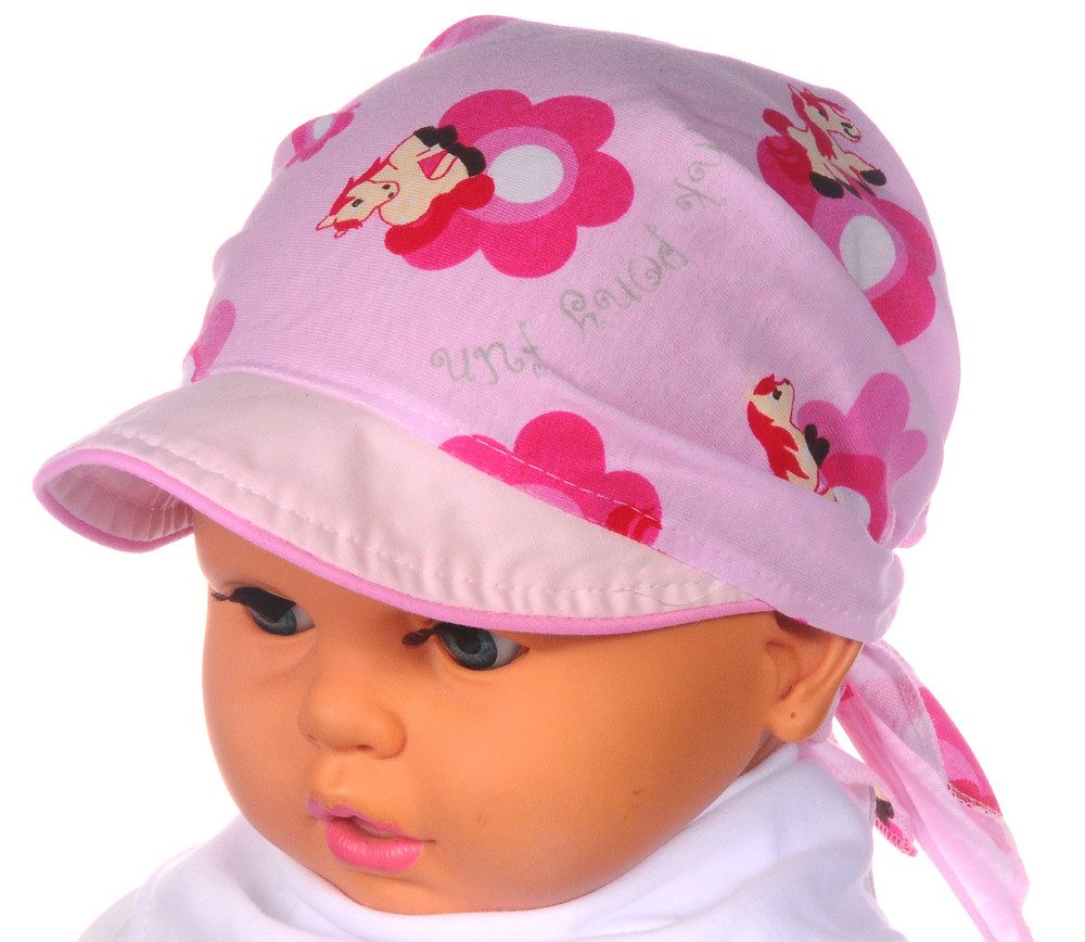 La Bortini Kopftuch Sommermütze für Baby und Kinder Bandana Tuch mit Schirm Schirmmütze, aus reiner Baumwolle, Einheitsgröße