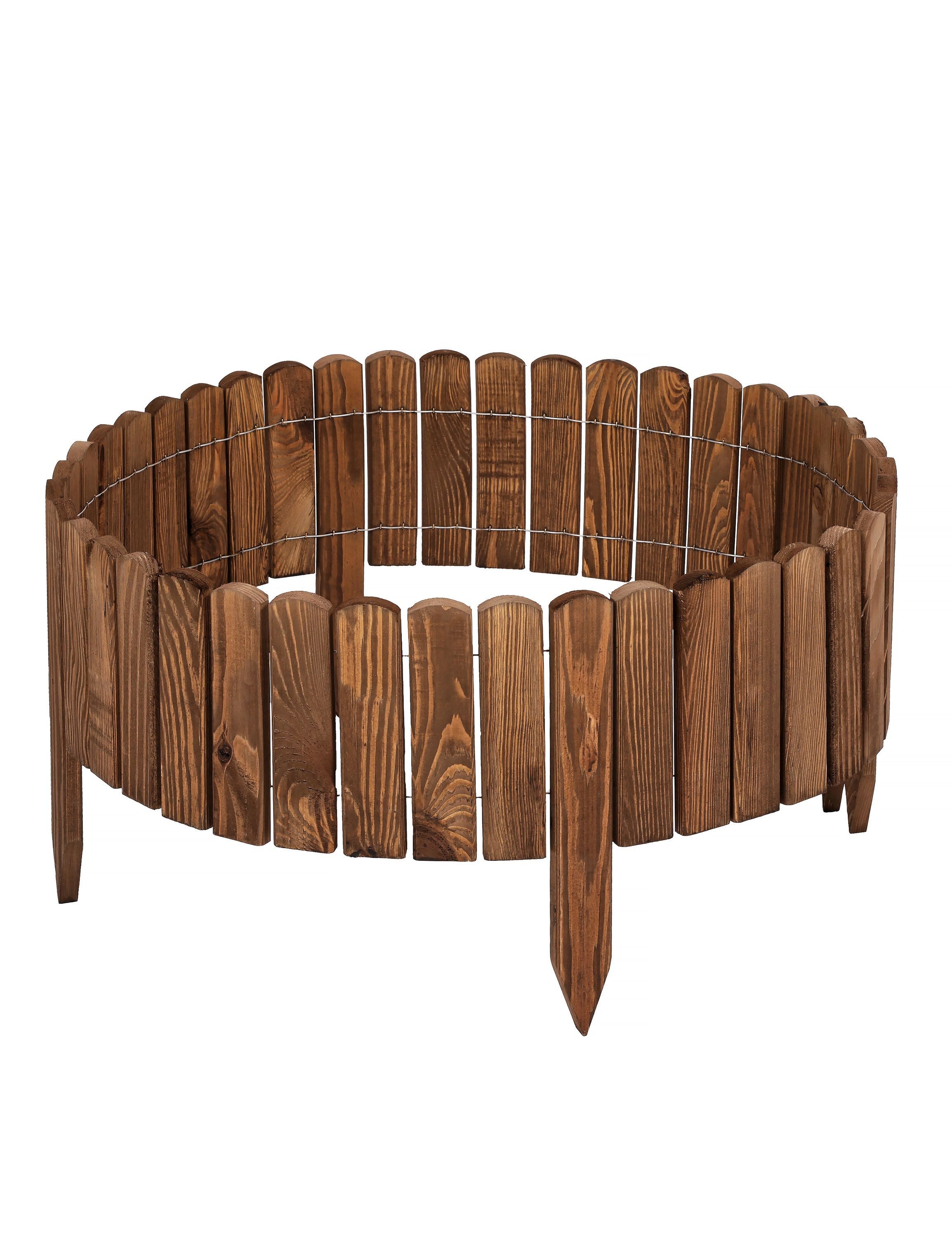 Garronda Rasenkante Beeteinfassung Holz Rollzaun Flexibler Rollborder Länge: 2m GD-0046, LxH: 2x8 cm – Bild 5 von 5