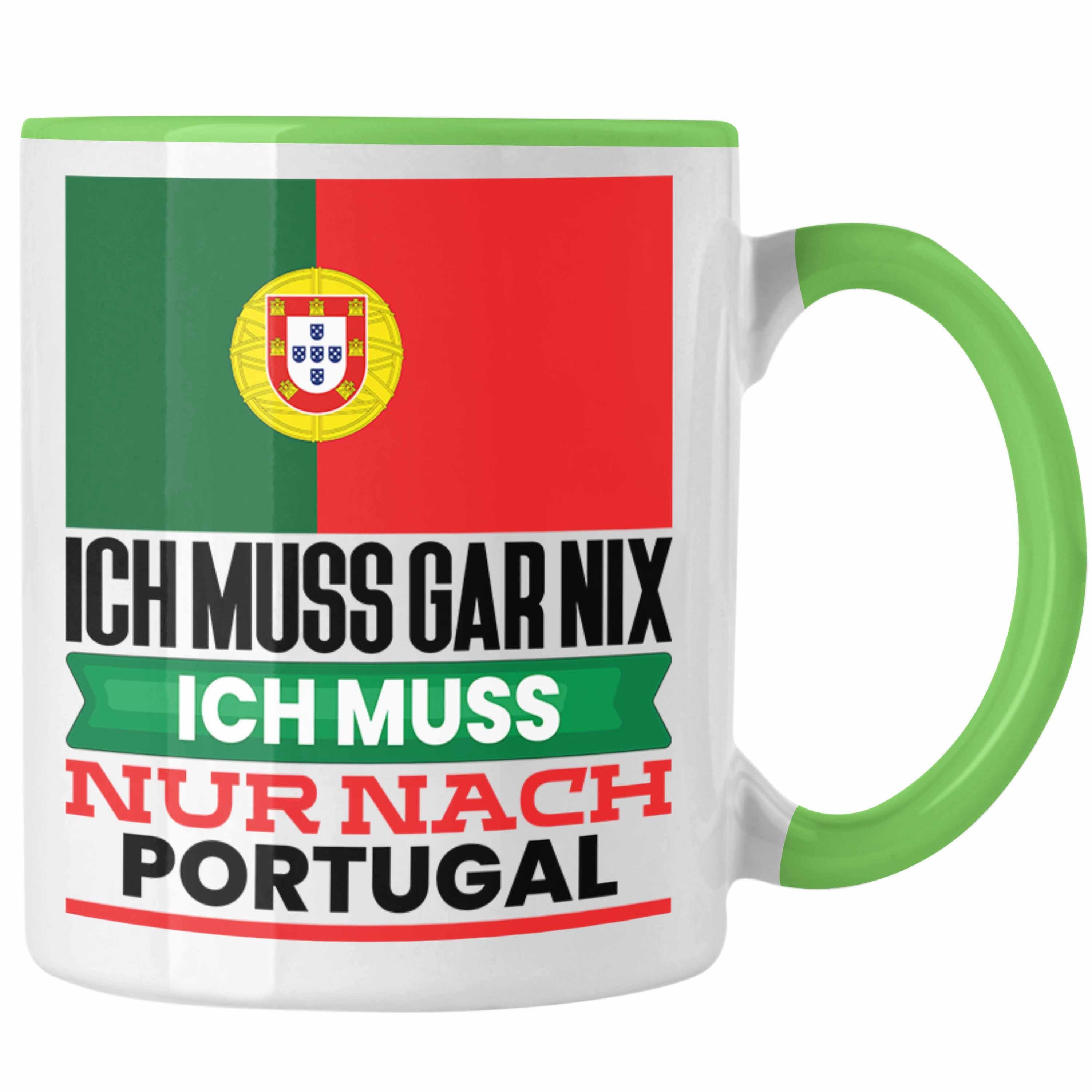 Trendation Tasse Portugal Tasse Geschenk für Portugiesen Geburtstag Urlaub Geschenkidee Grün