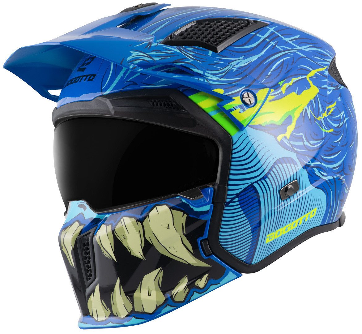 Bogotto Motorradhelm Radic Bestia 22.06 Helm, Herausnehmbares Innenfutter,integriertes Sonnenvisier