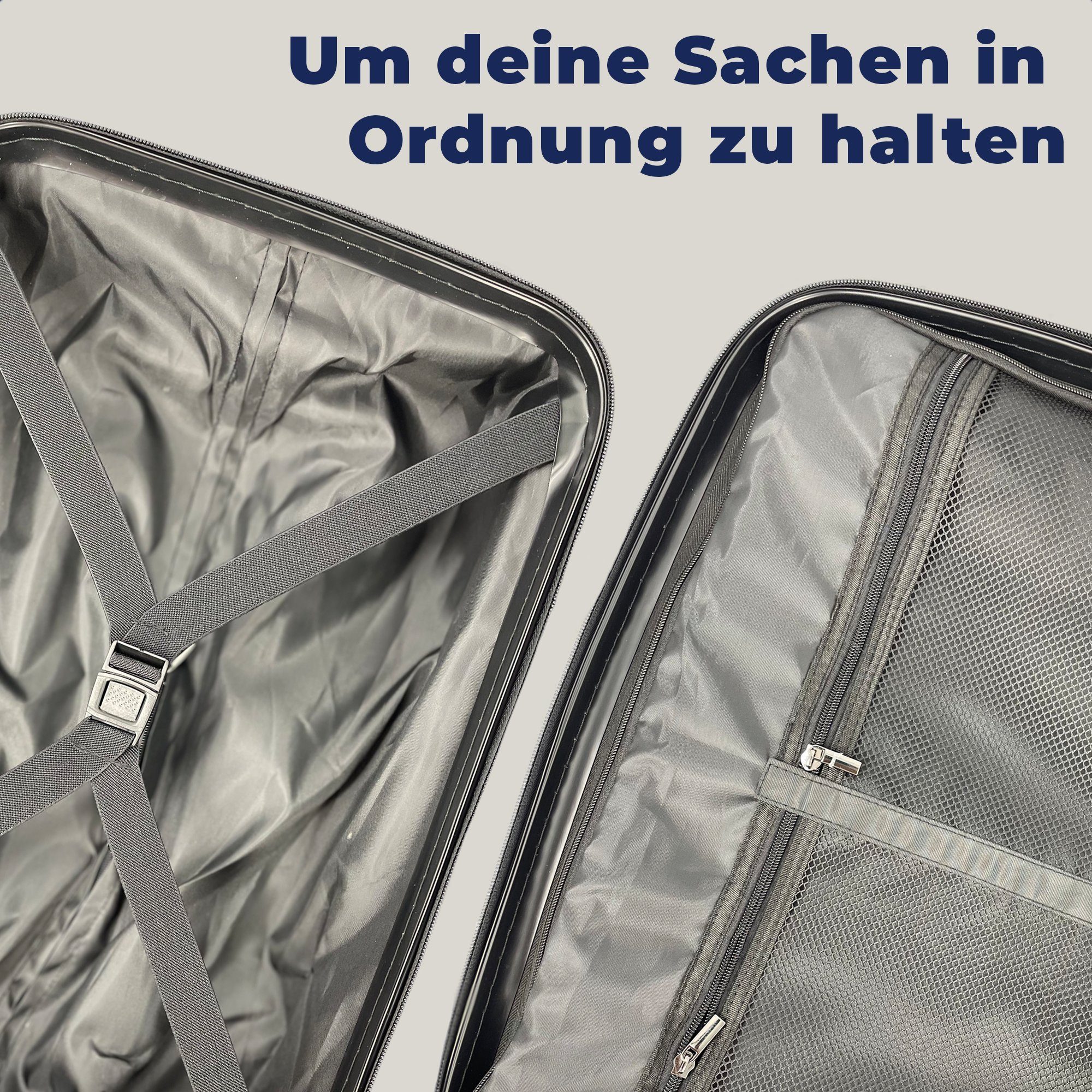 MuchoWow Handgepäckkoffer rollen, - Rollen, Design Handgepäck Reisetasche Ferien, 4 - Grau für Reisekoffer mit Trolley, Schwarz - Textur