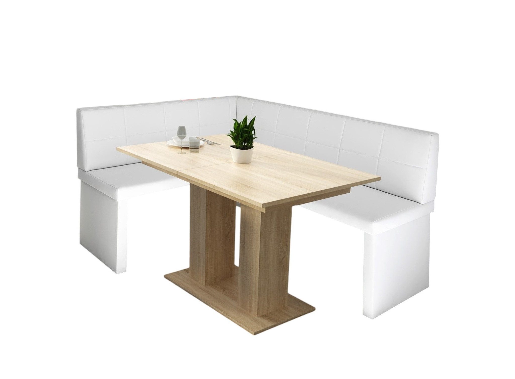 Fun Möbel Eckbankgruppe Eckbankgruppe Robin XL Kunstleder 196x142cm mit Tisch in Sonoma Eiche, ausziehbarer Tisch