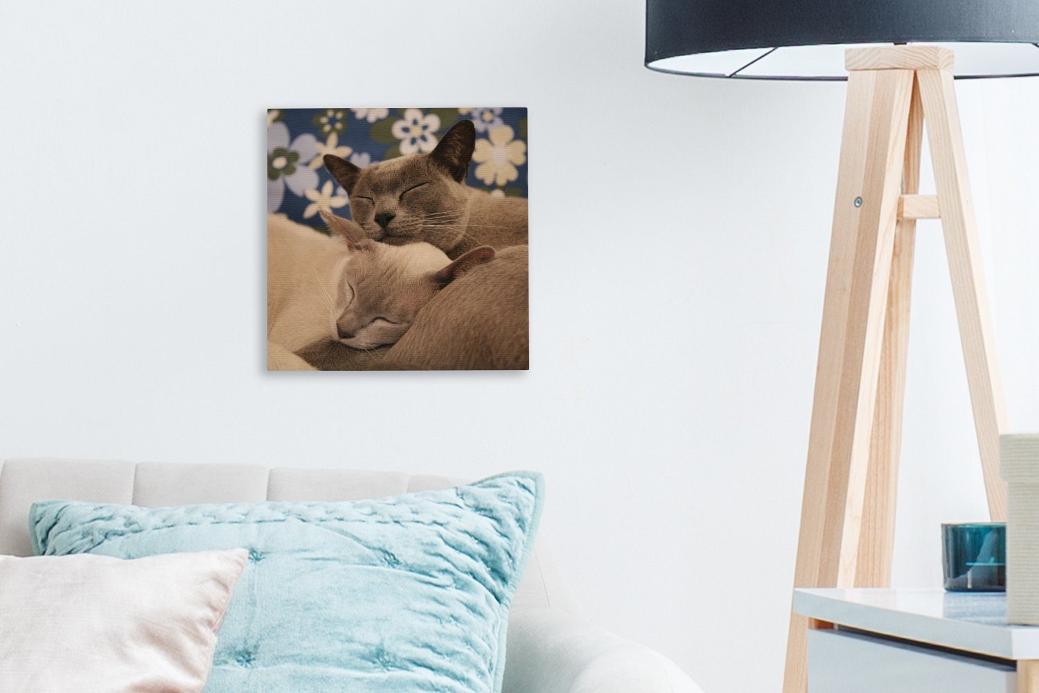 burmesische Katzen, Leinwandbild Bilder Wohnzimmer St), Zwei (1 Schlafzimmer Leinwand OneMillionCanvasses® für verschmuste